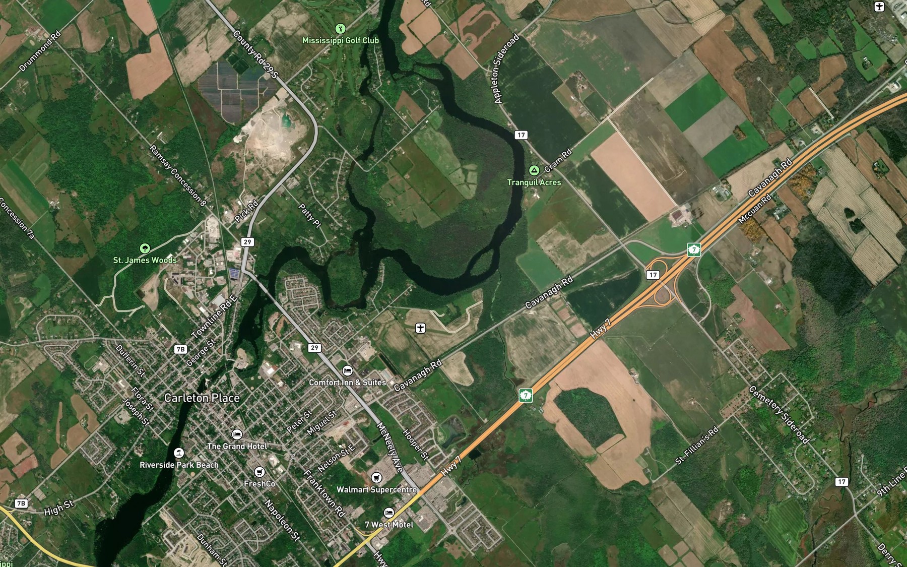 Satellite map of the Lavallee Creek