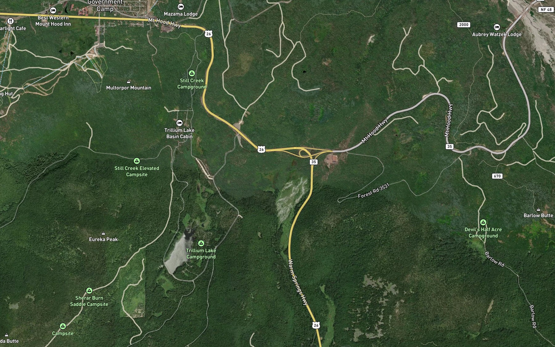 Satellite map of the West Fork Salmon River