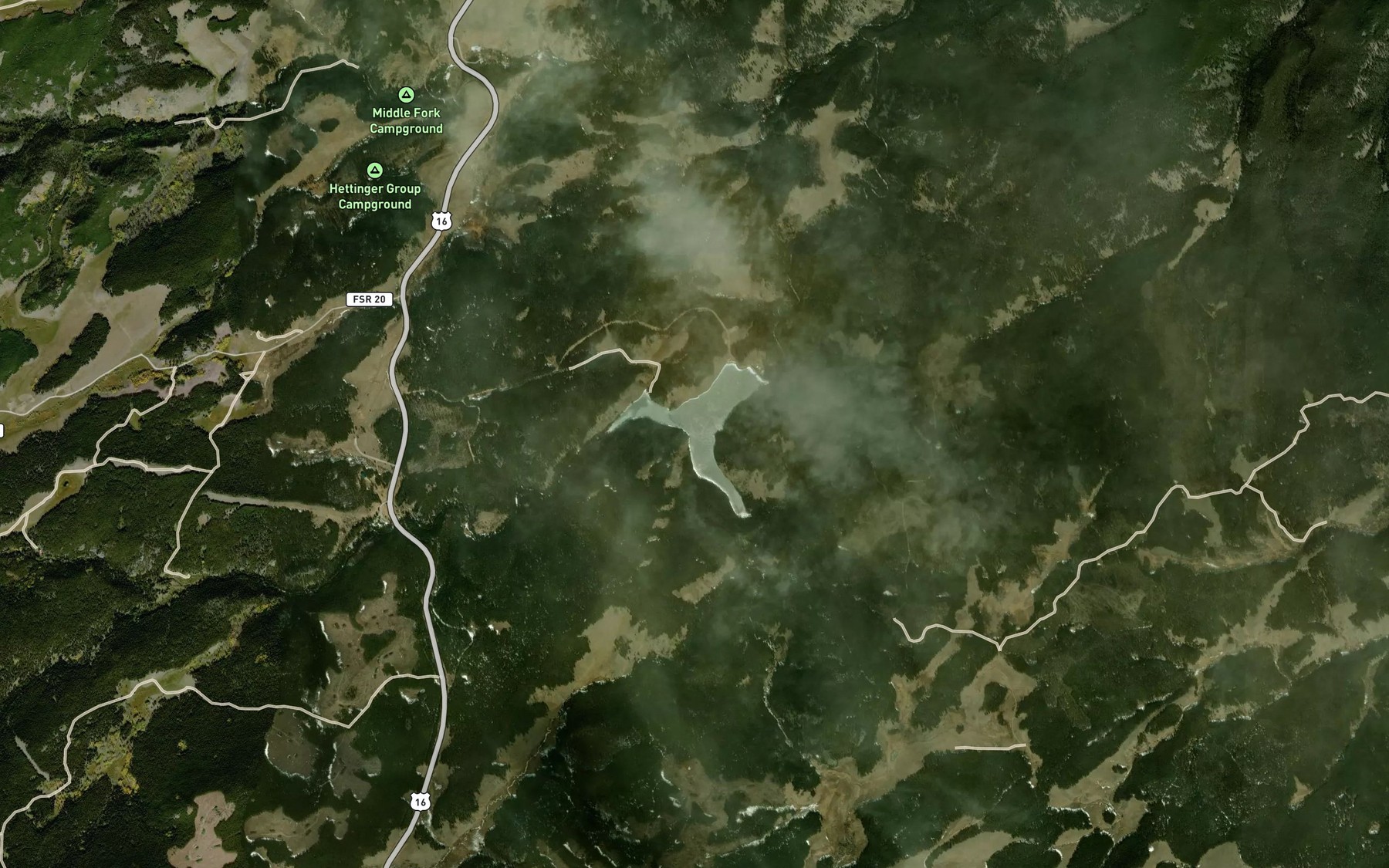 Satellite map of the Sourdough Creek