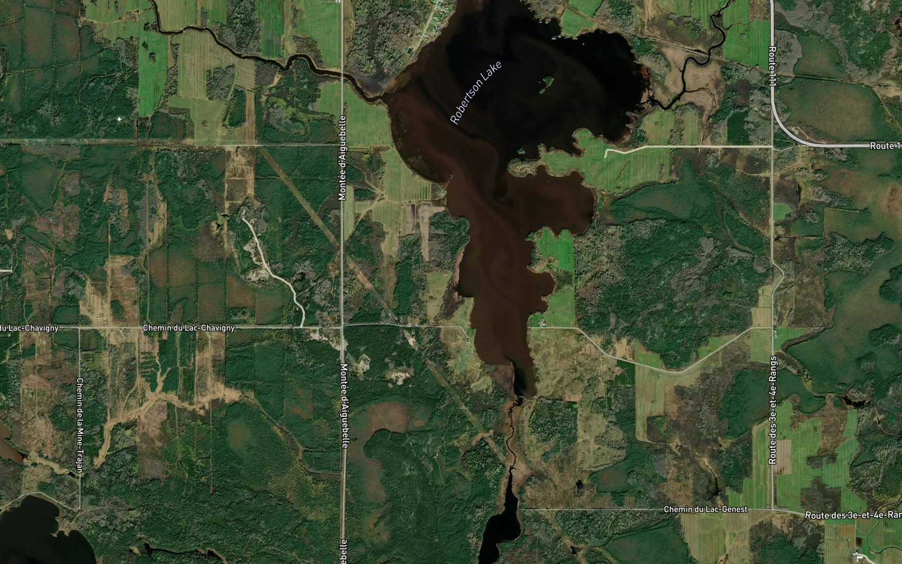 Satellite map of the Cours d'eau des Quatrieme et Cinquieme Rangs