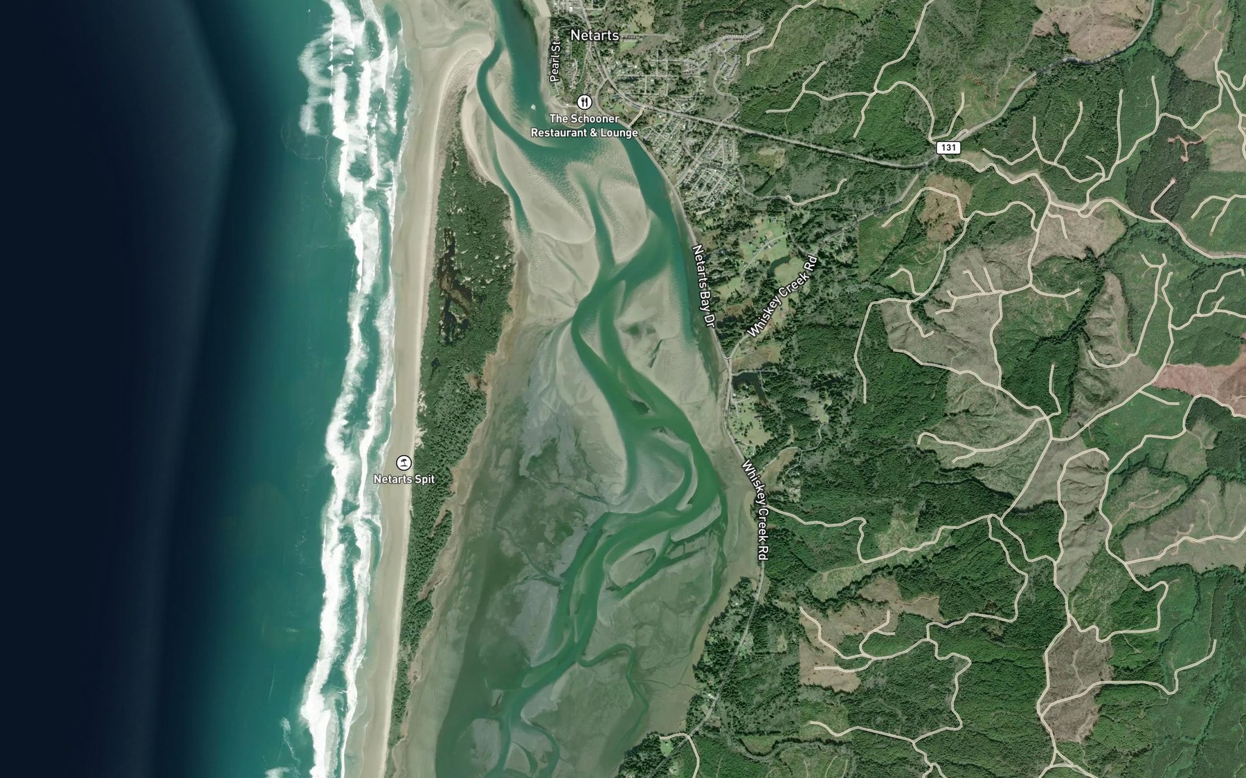 Satellite map of the Netarts Bay Estuary