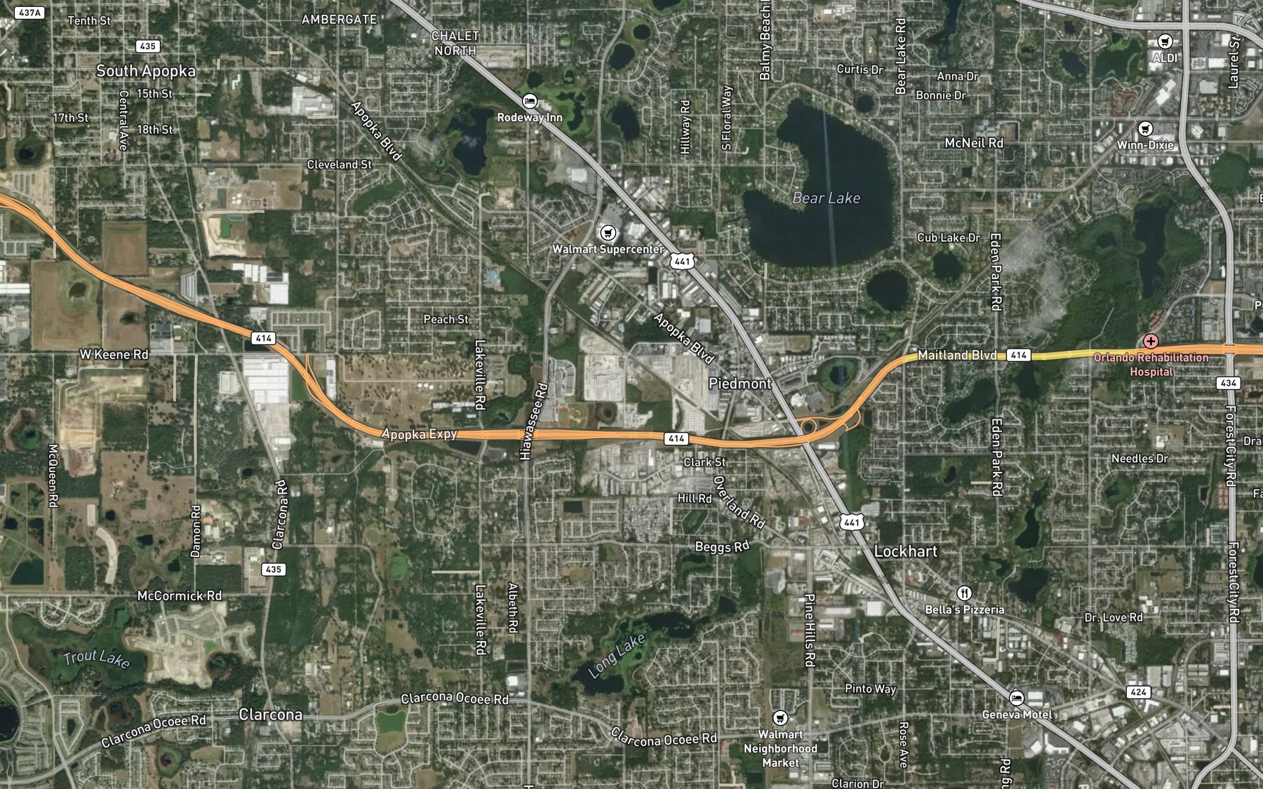 Satellite map of the Lake Vivian