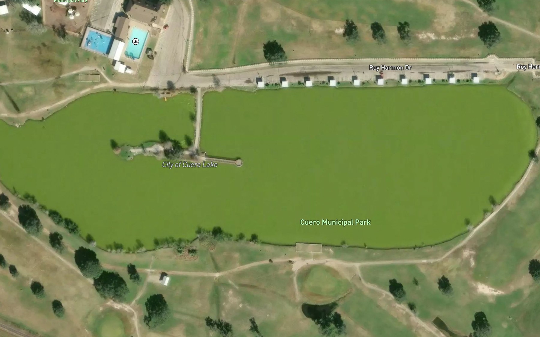 Satellite map of the City of Cuero Lake