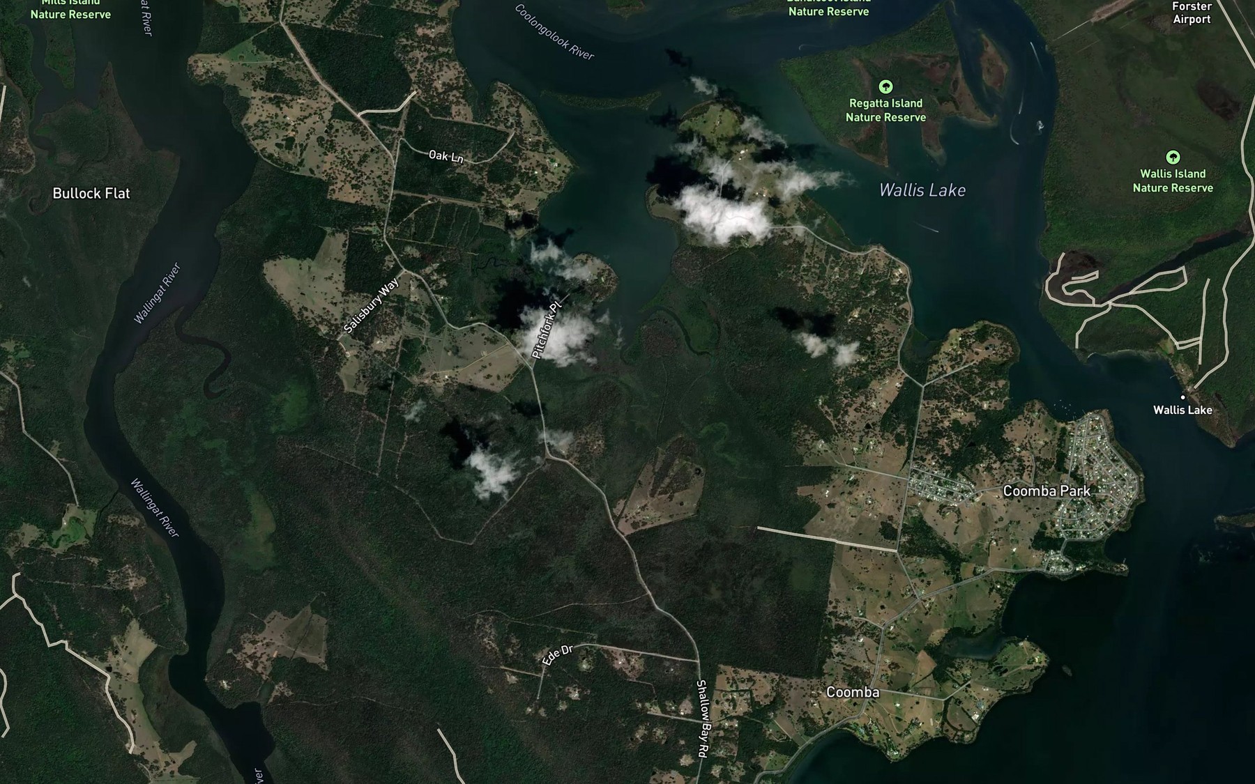 Satellite map of the Tea Tree Creek