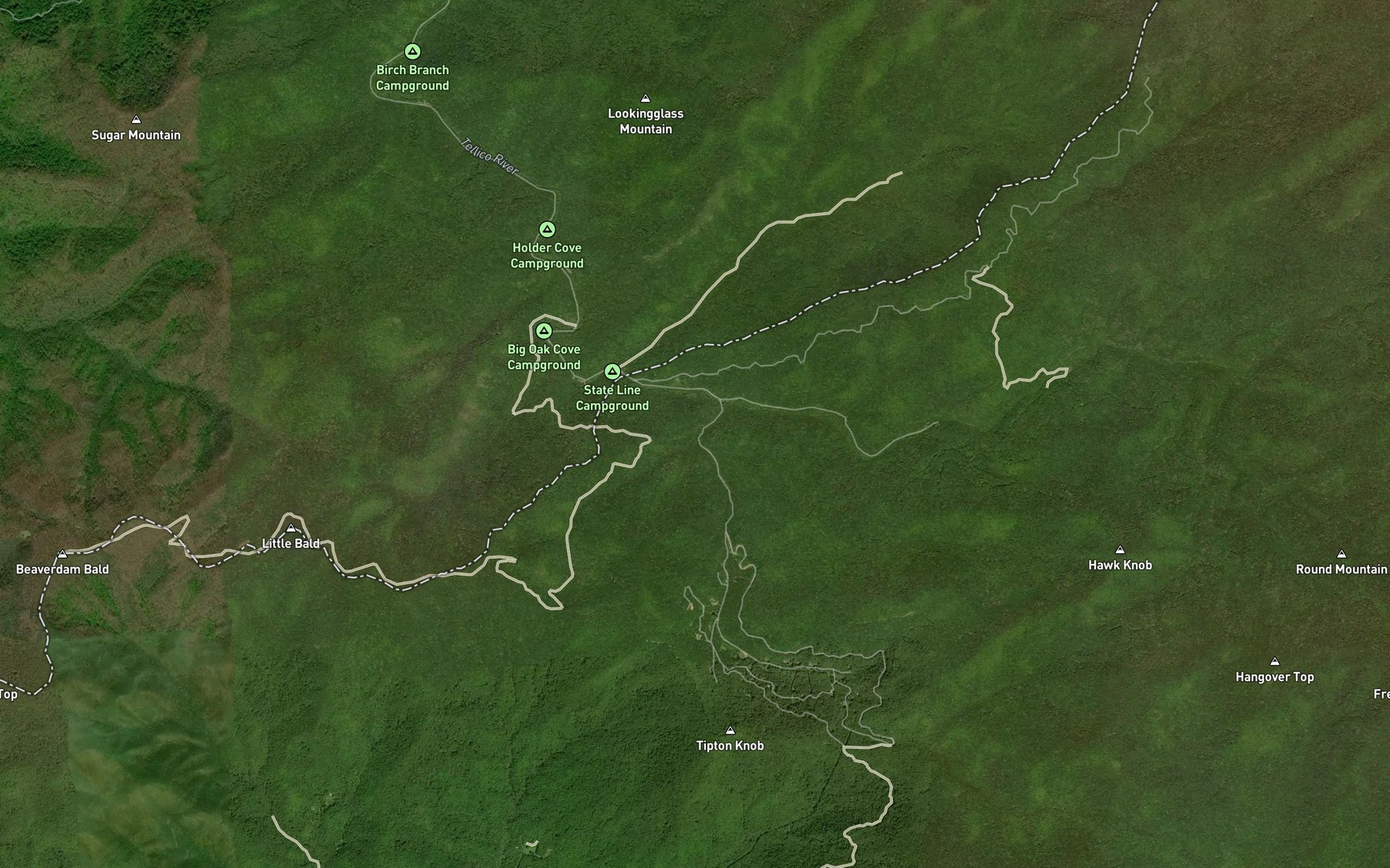 Satellite map of the Jenks Branch