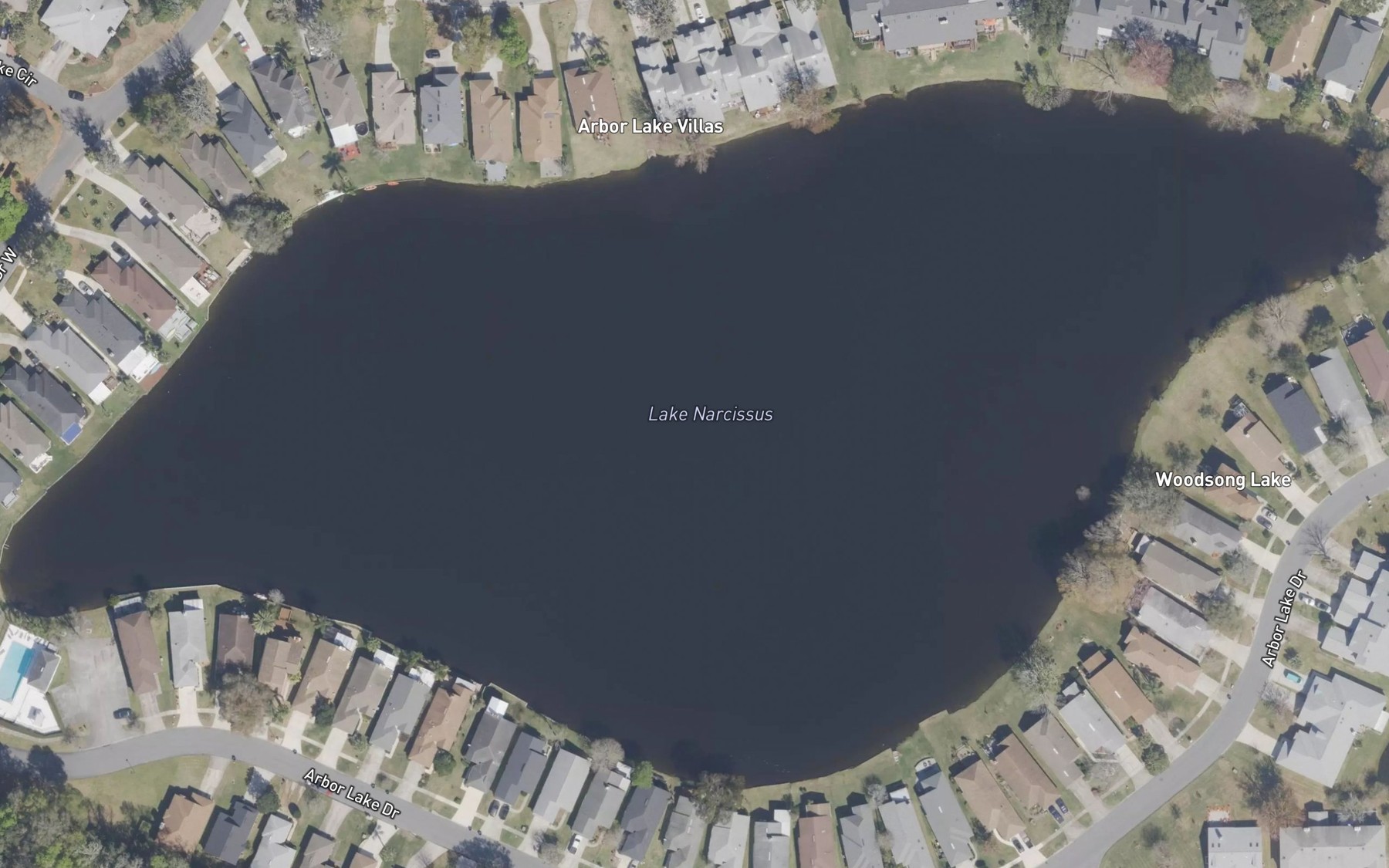 Satellite map of the Lake Narcissus