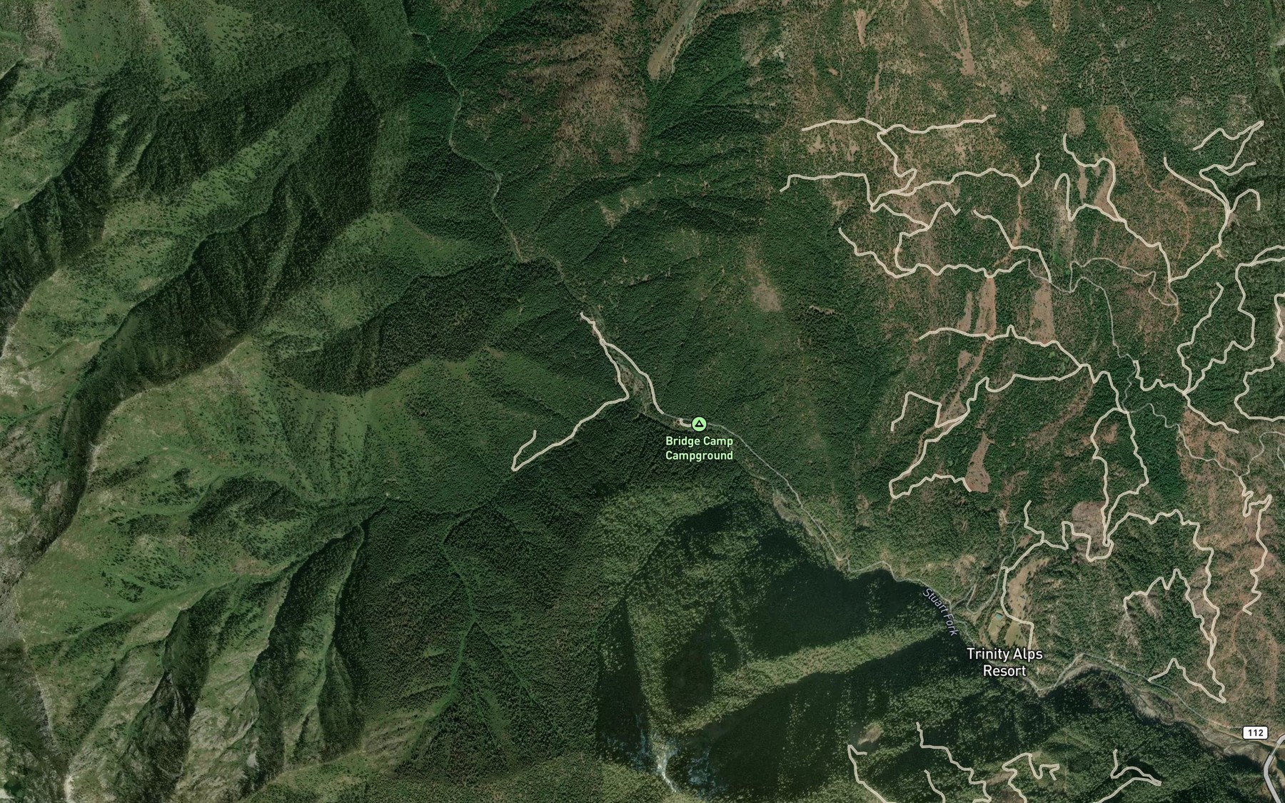 Satellite map of the Van Matre Creek
