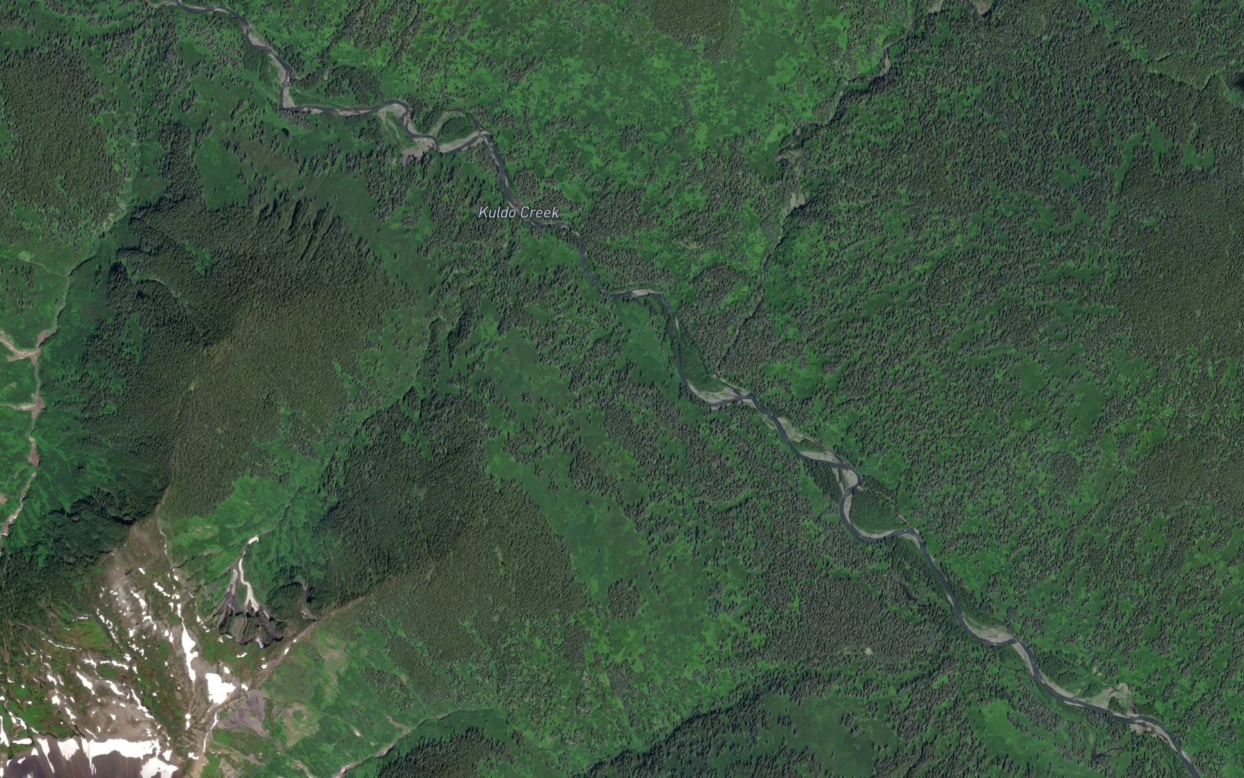 Satellite map of the Calamity Creek