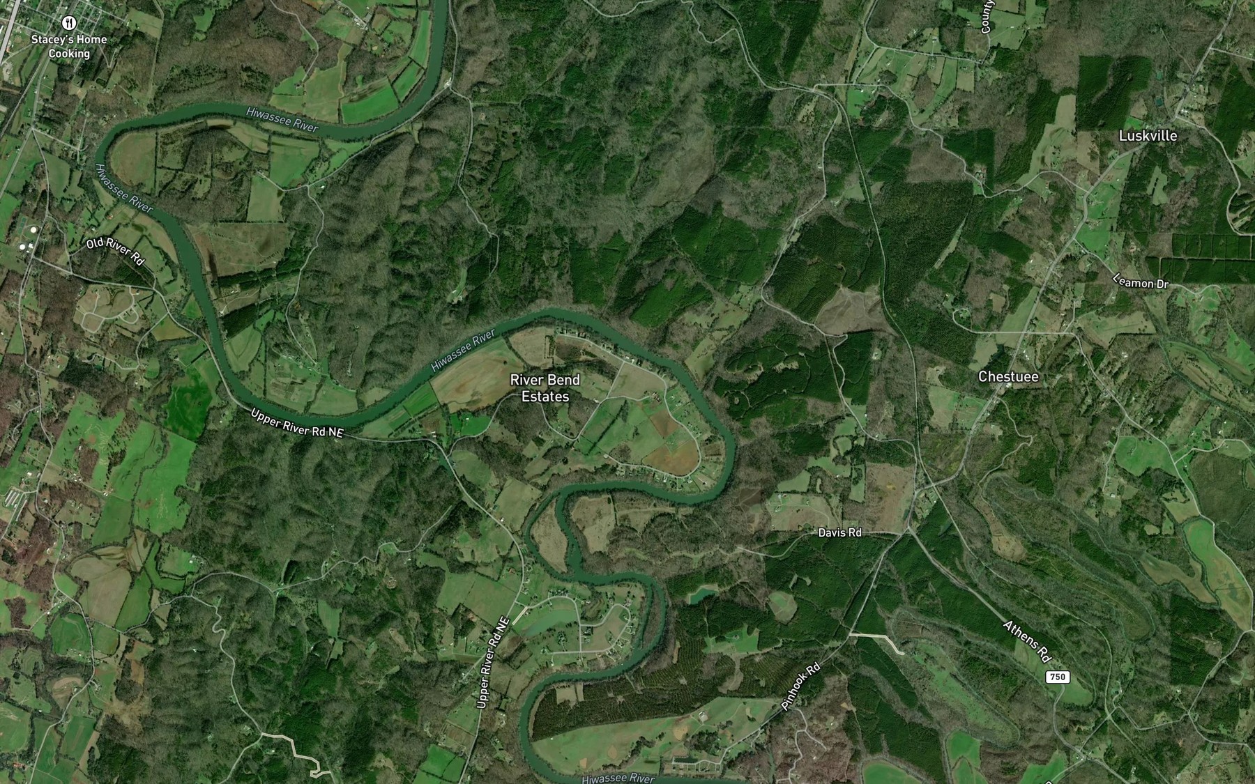 Satellite map of the Davis Bend