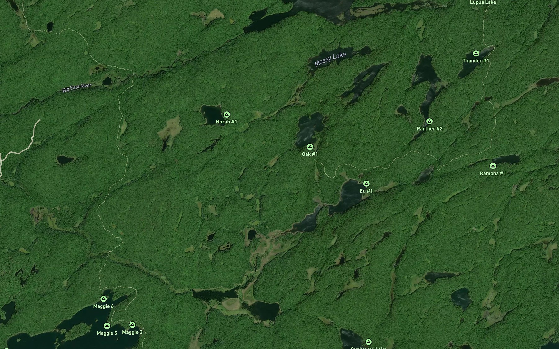 Satellite map of the Oak Creek