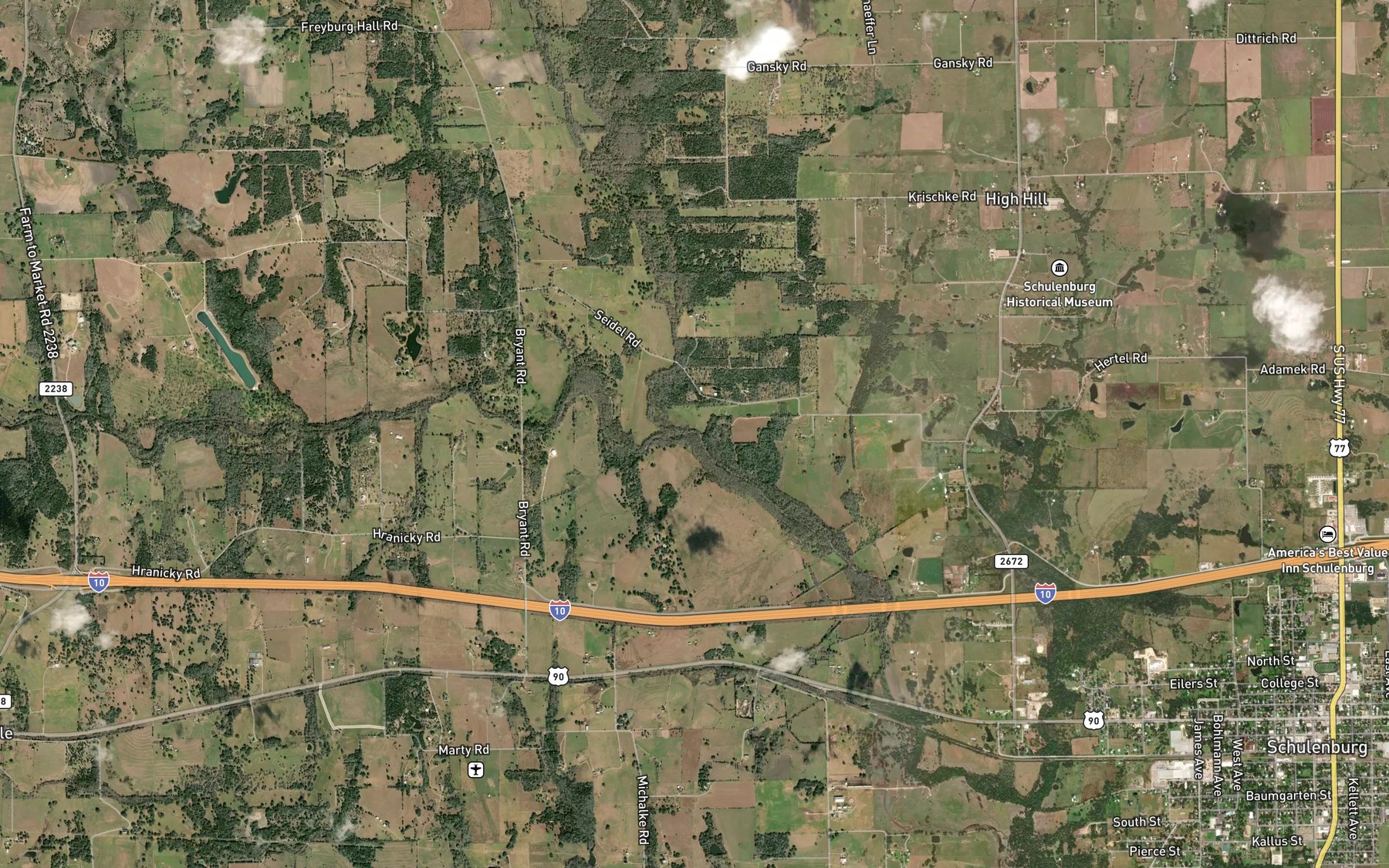 Satellite map of the Rocky Creek