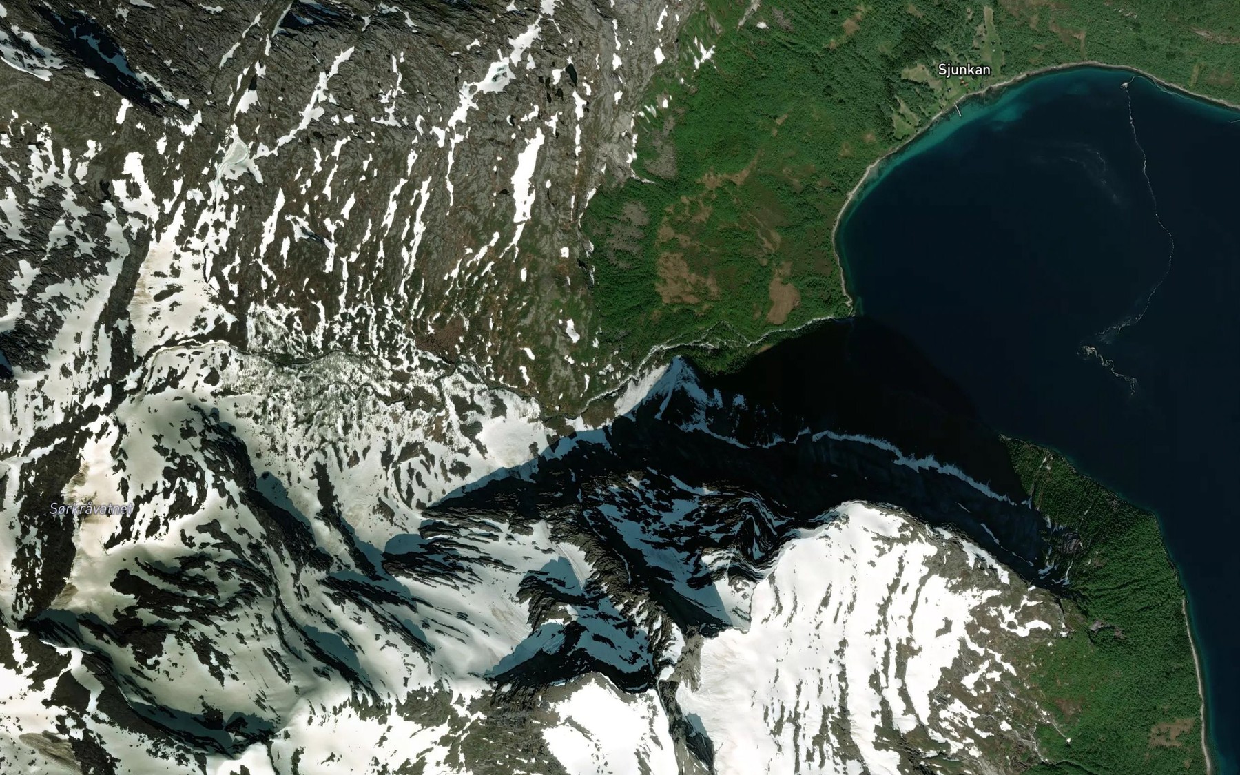 Satellite map of the Krokelva