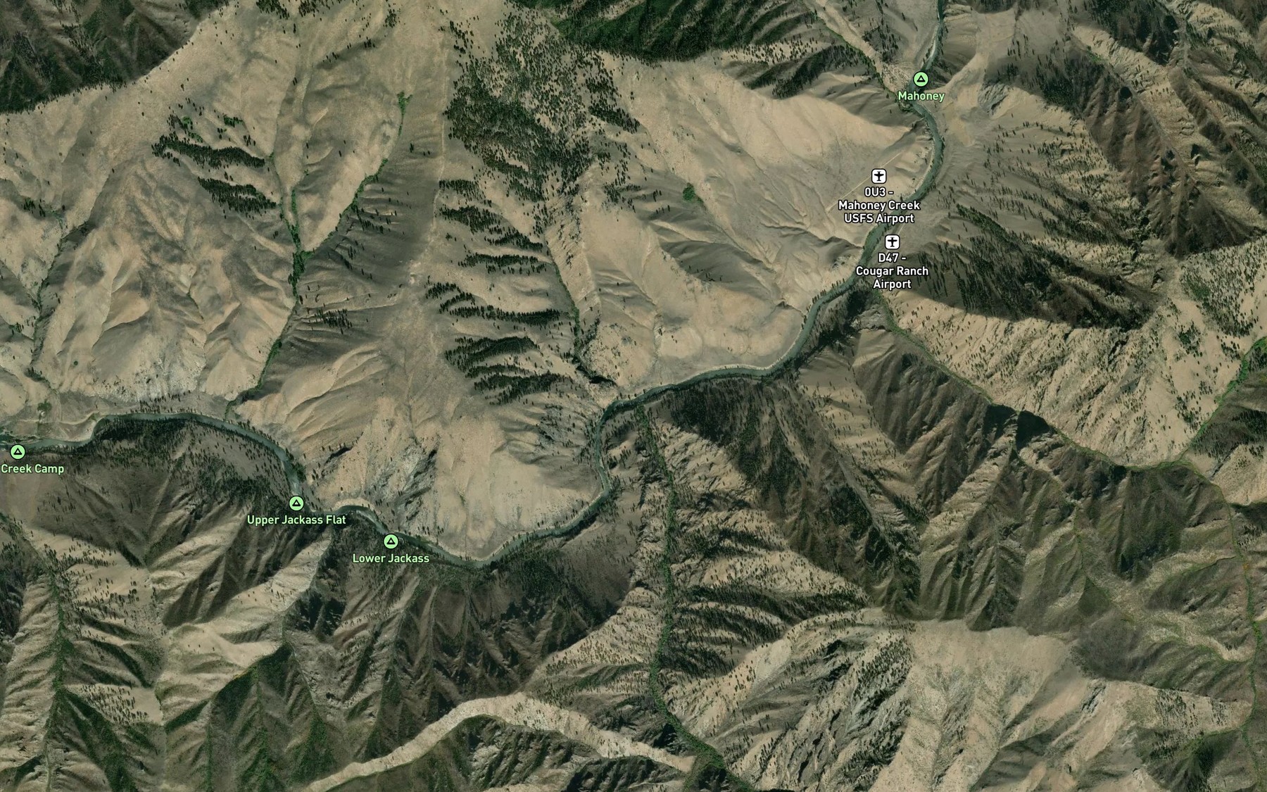 Satellite map of the Cameron Creek