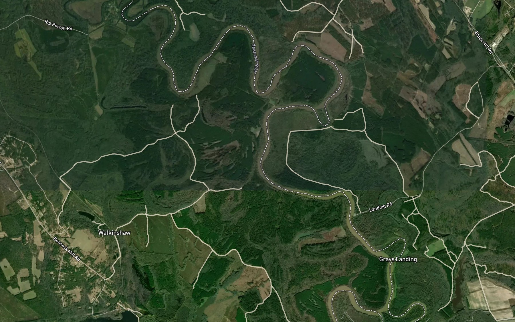 Satellite map of the High Bank Creek