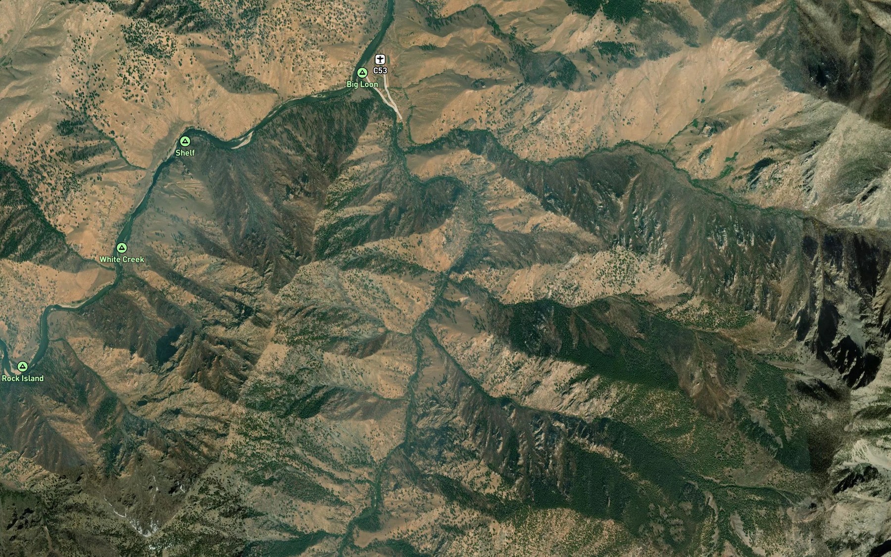 Satellite map of the Ned Creek