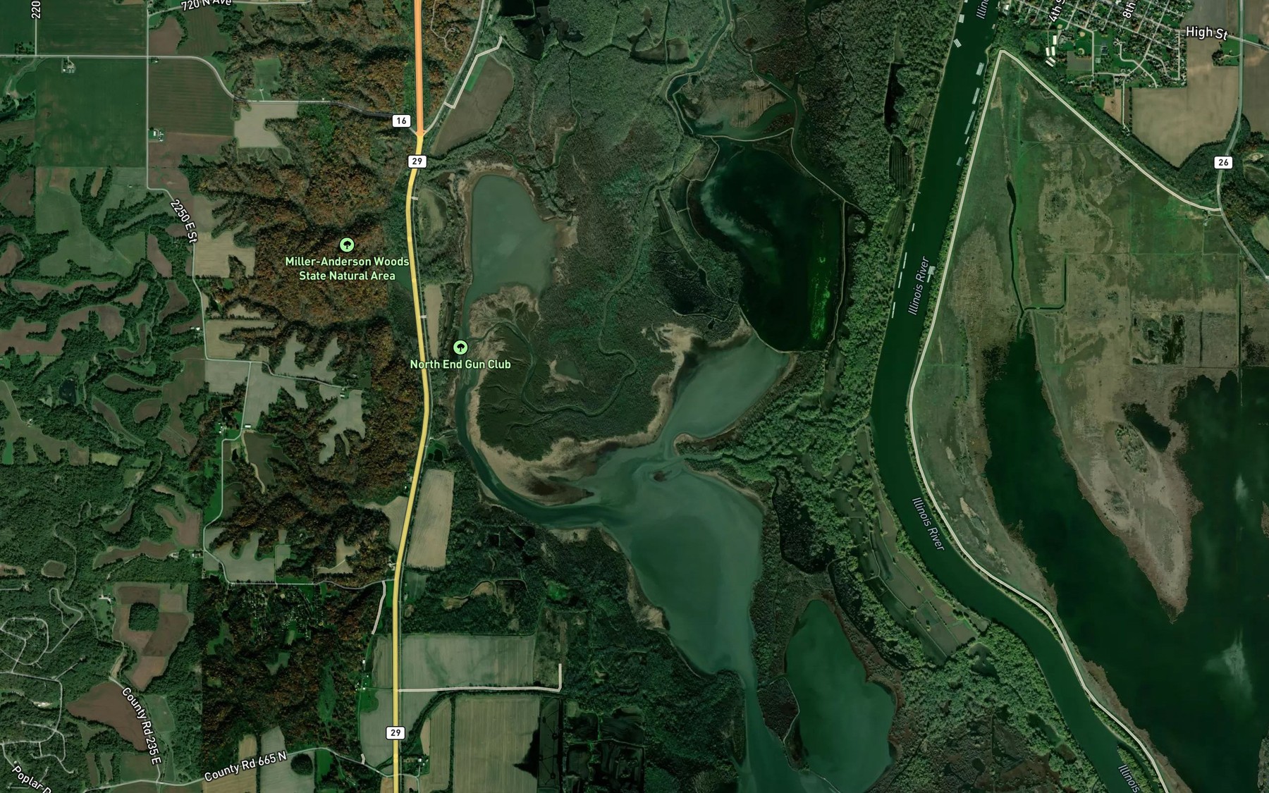 Satellite map of the Goose Lake