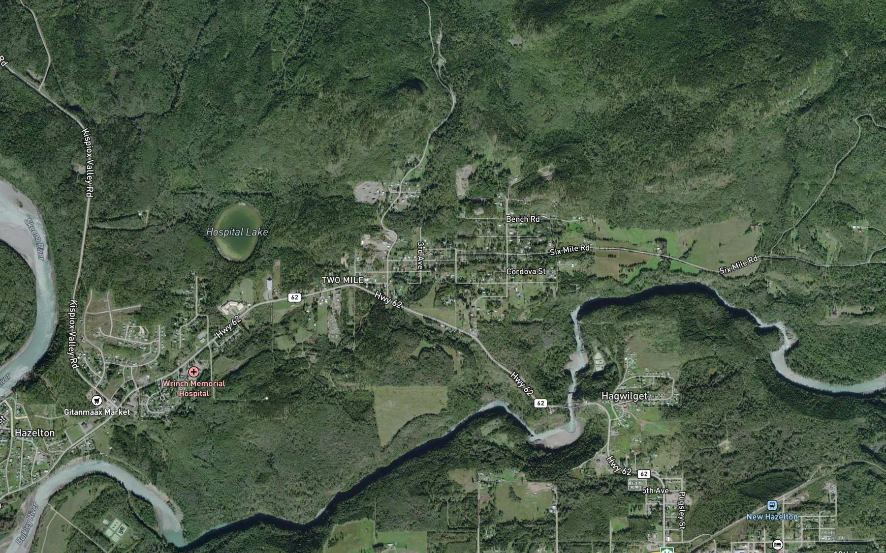 Satellite map of the Two Mile Creek