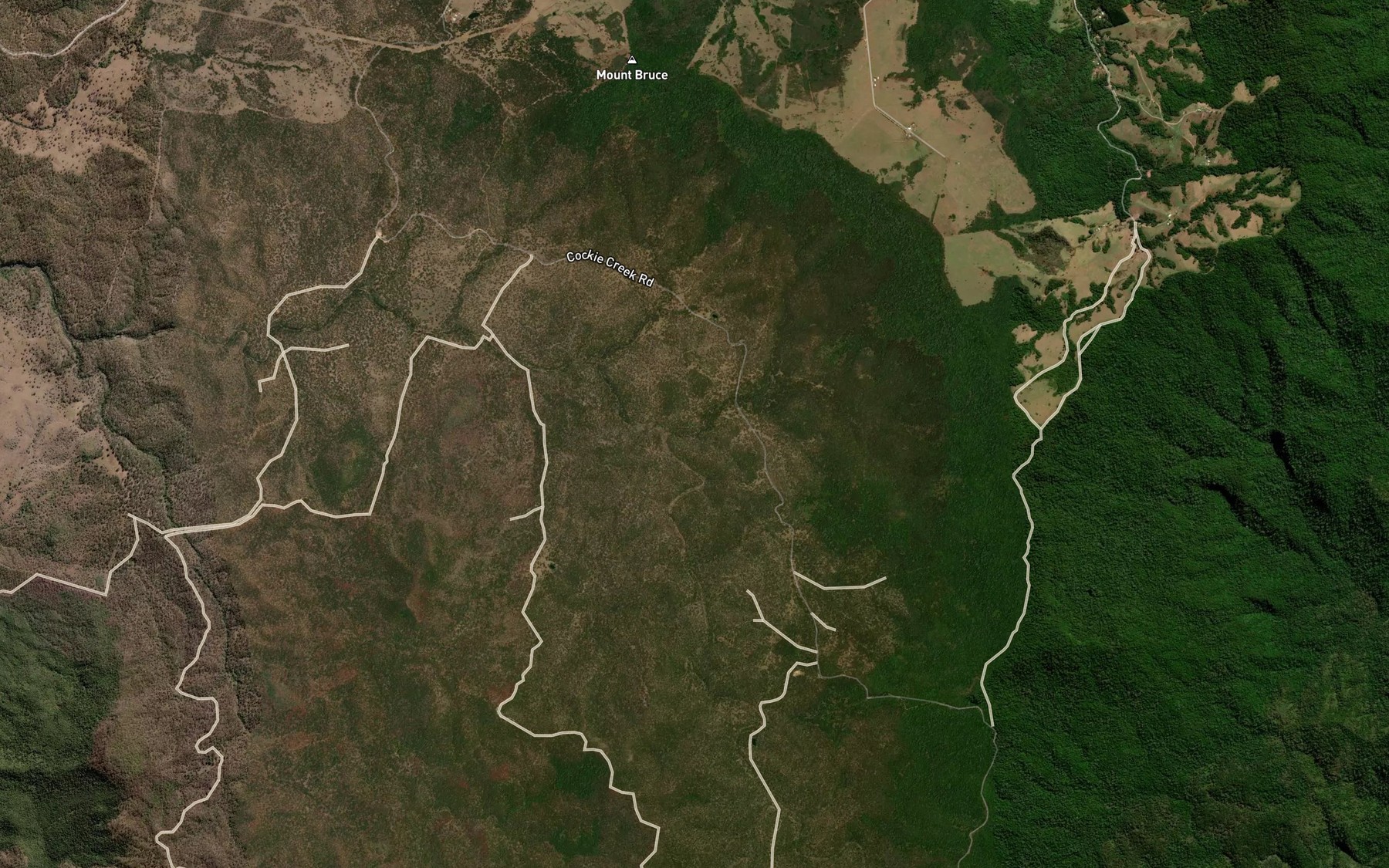 Satellite map of the Cockies Creek