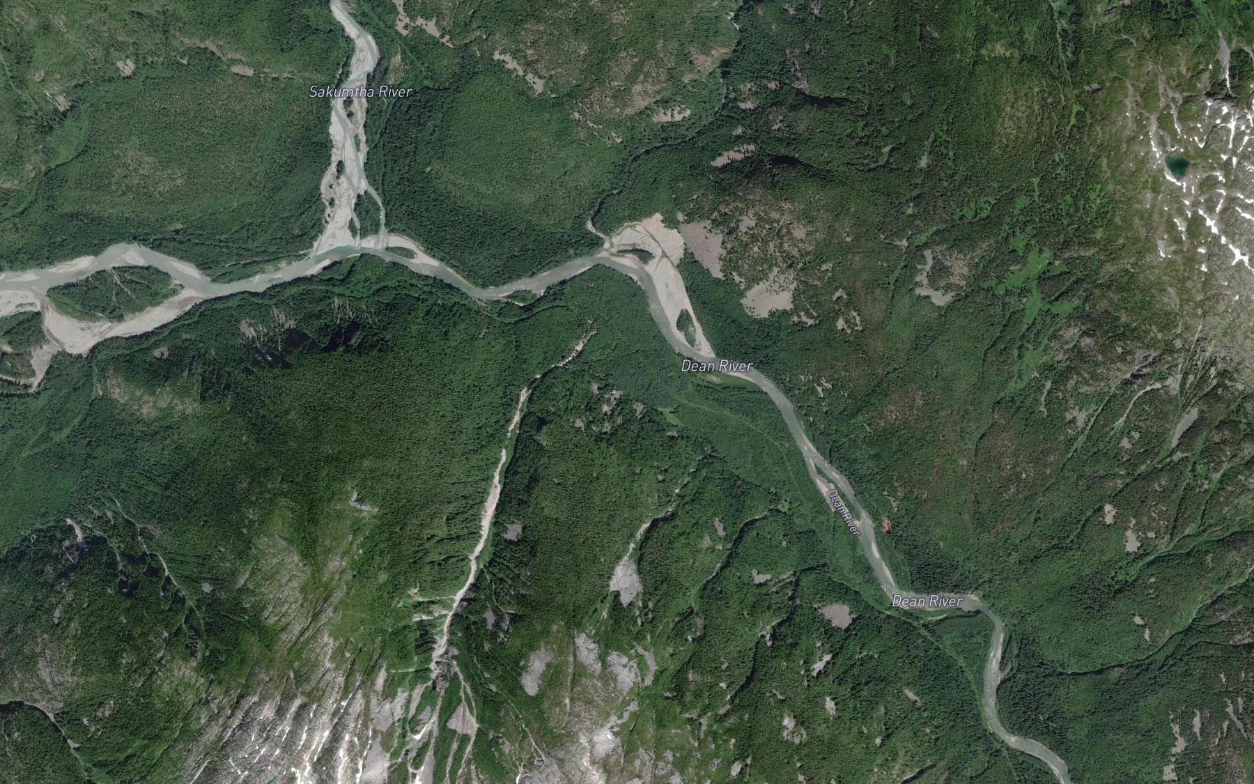 Satellite map of the Bernhardt Creek