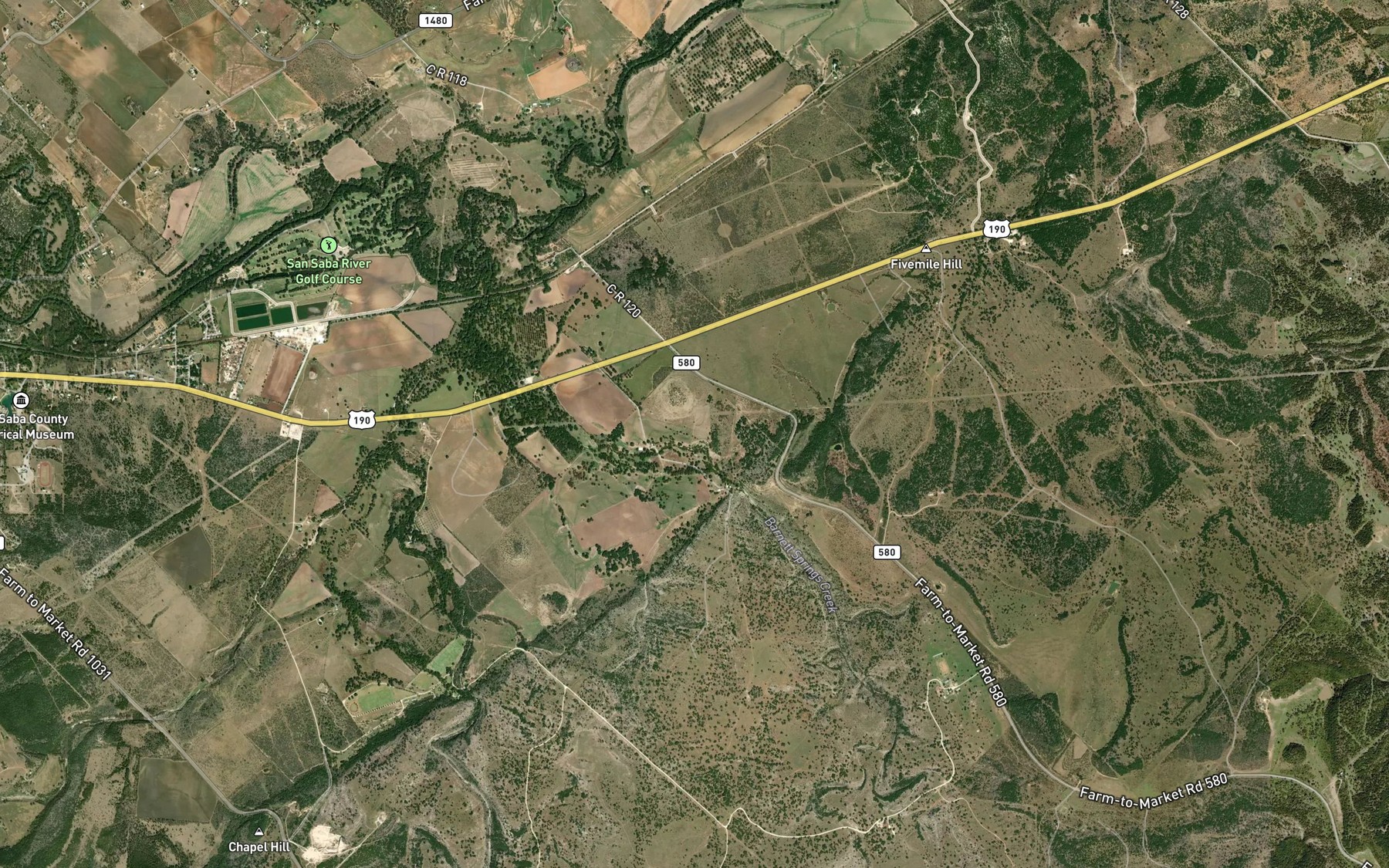 Satellite map of the Barnett Springs