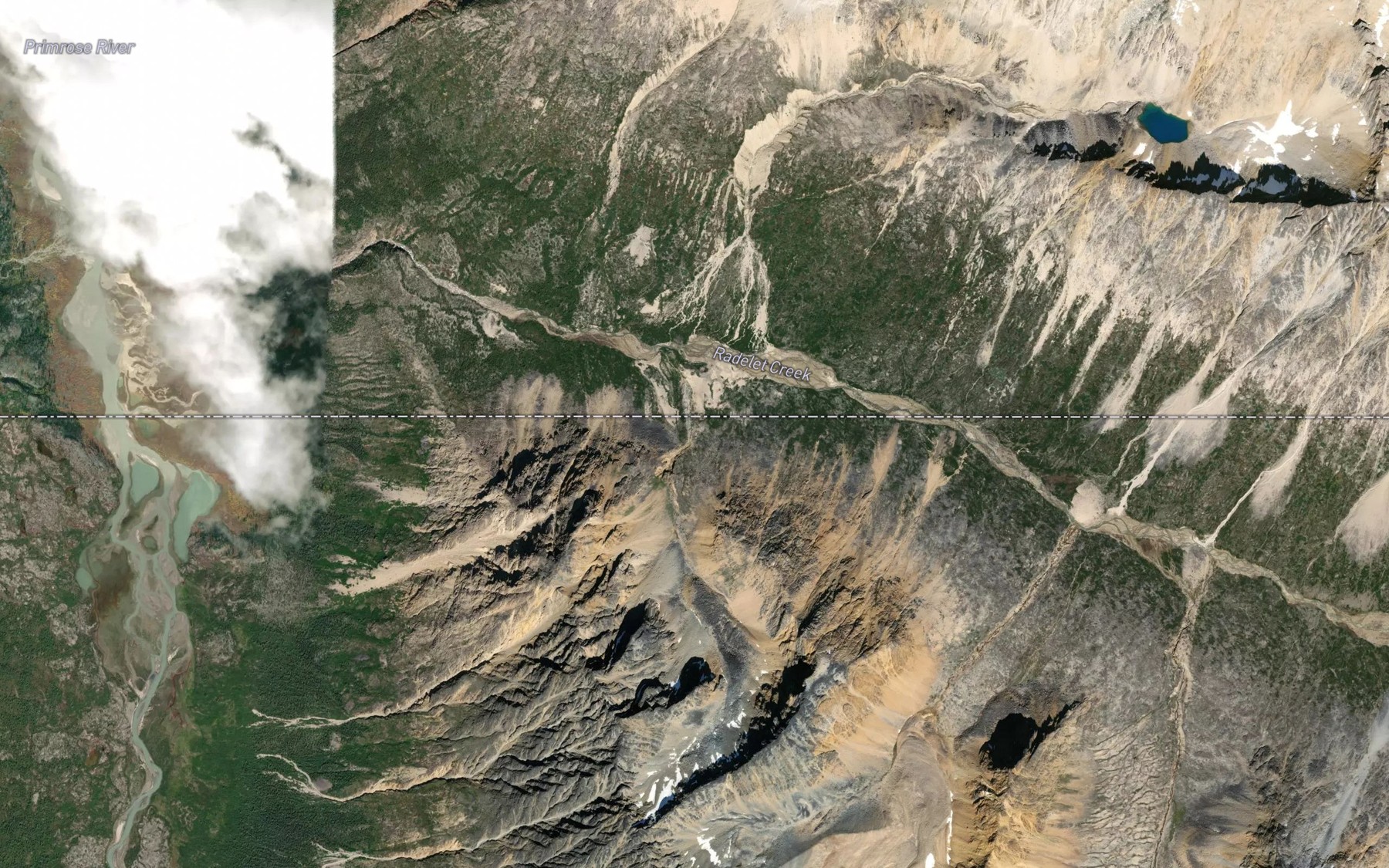 Satellite map of the Radelet Creek