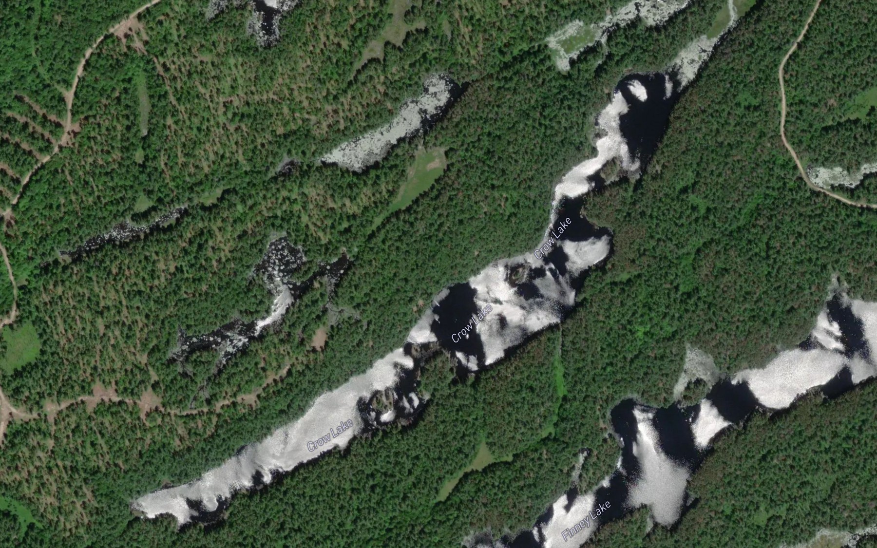 Satellite map of the Crow Lake