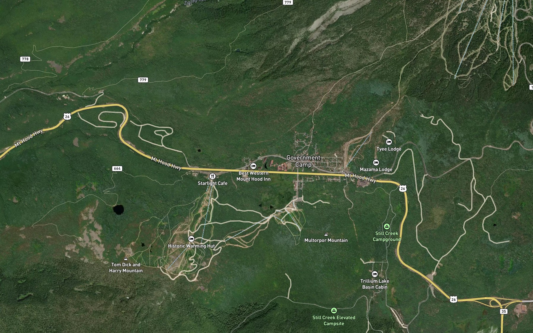 Satellite map of the Collins Lake