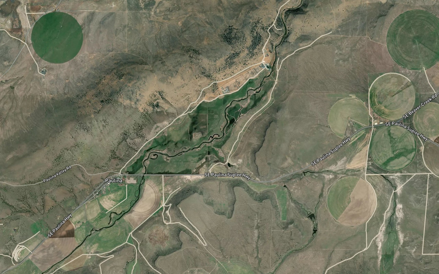 Satellite map of the Alkali Creek