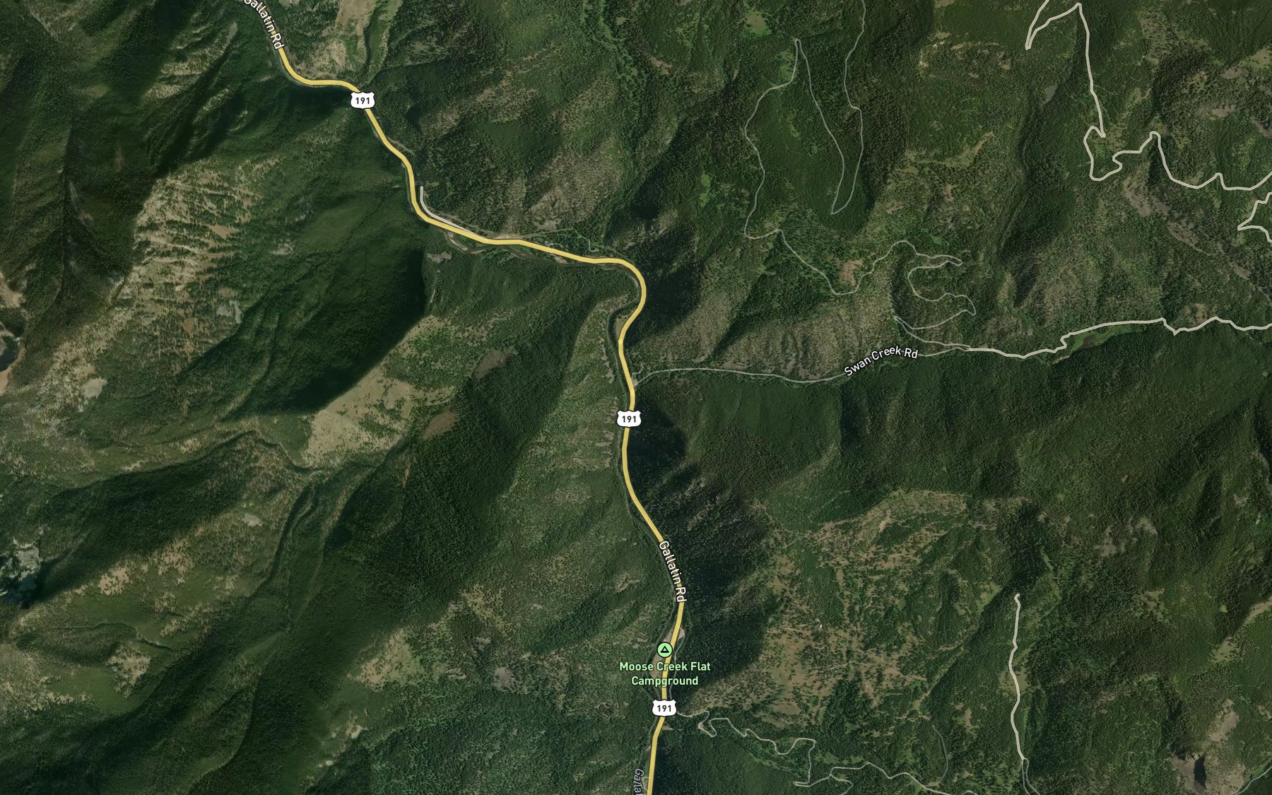 Satellite map of the Swan Creek