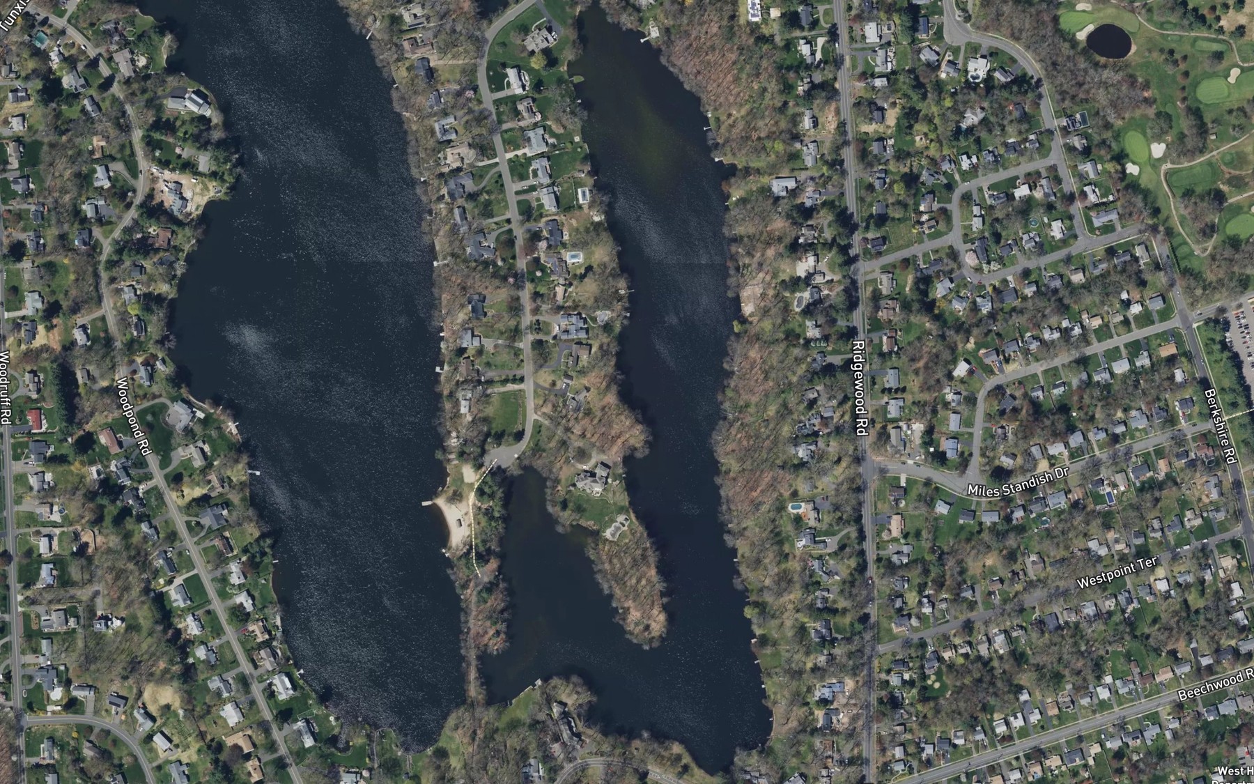 Satellite map of the Wood Pond