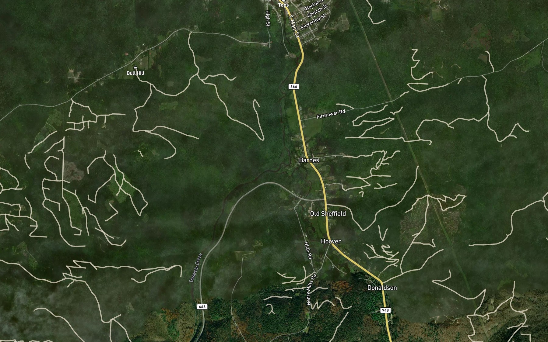Satellite map of the West Branch Tionesta Creek