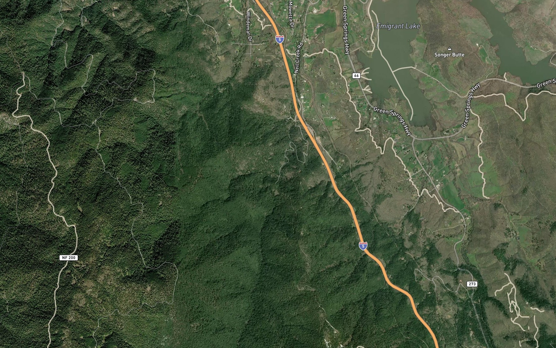 Satellite map of the Quartz Creek