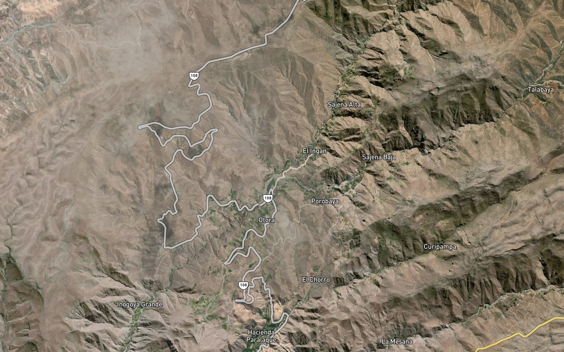 Satellite map of the Quebrada Sajena