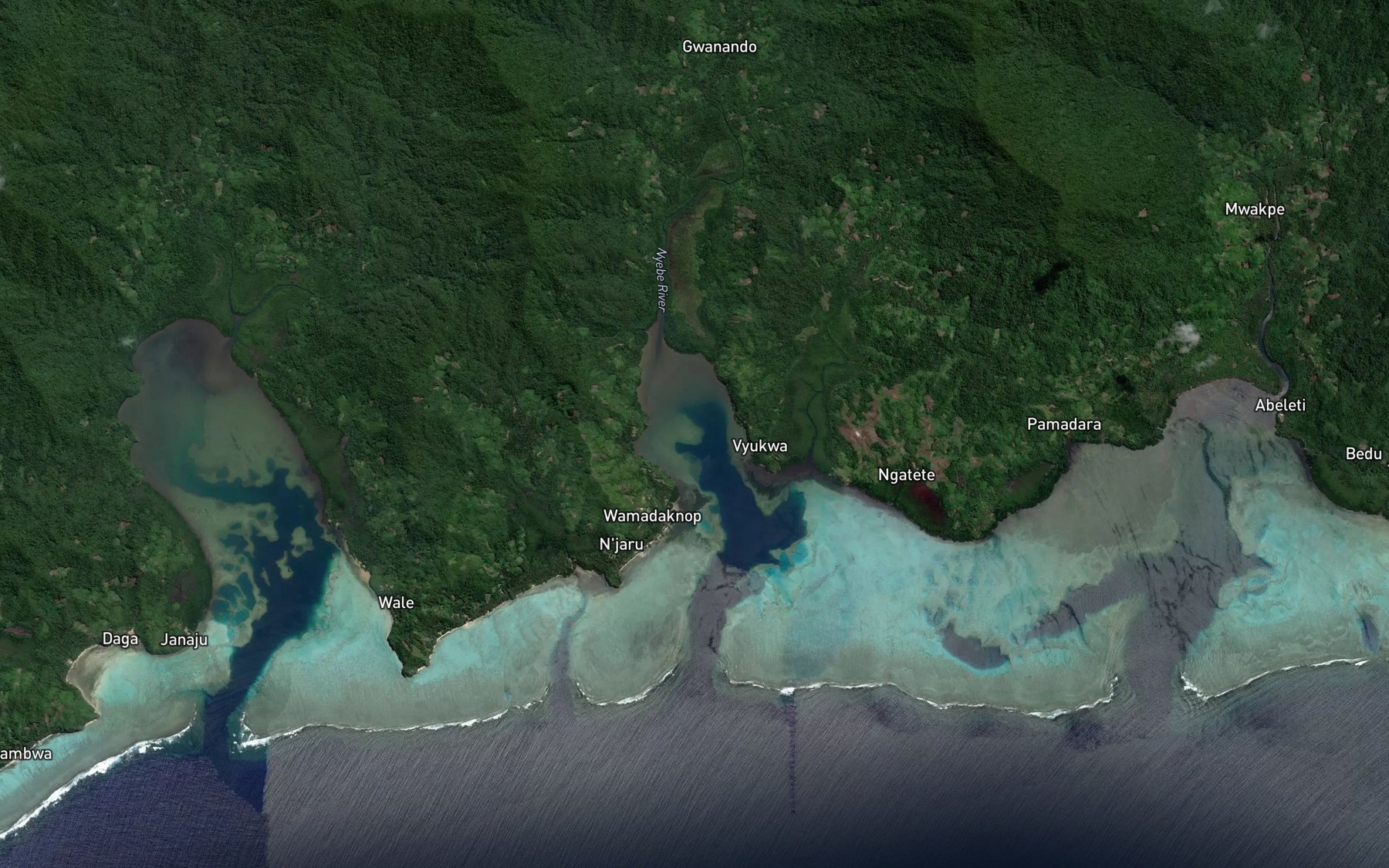 Satellite map of the Nyebe Bay