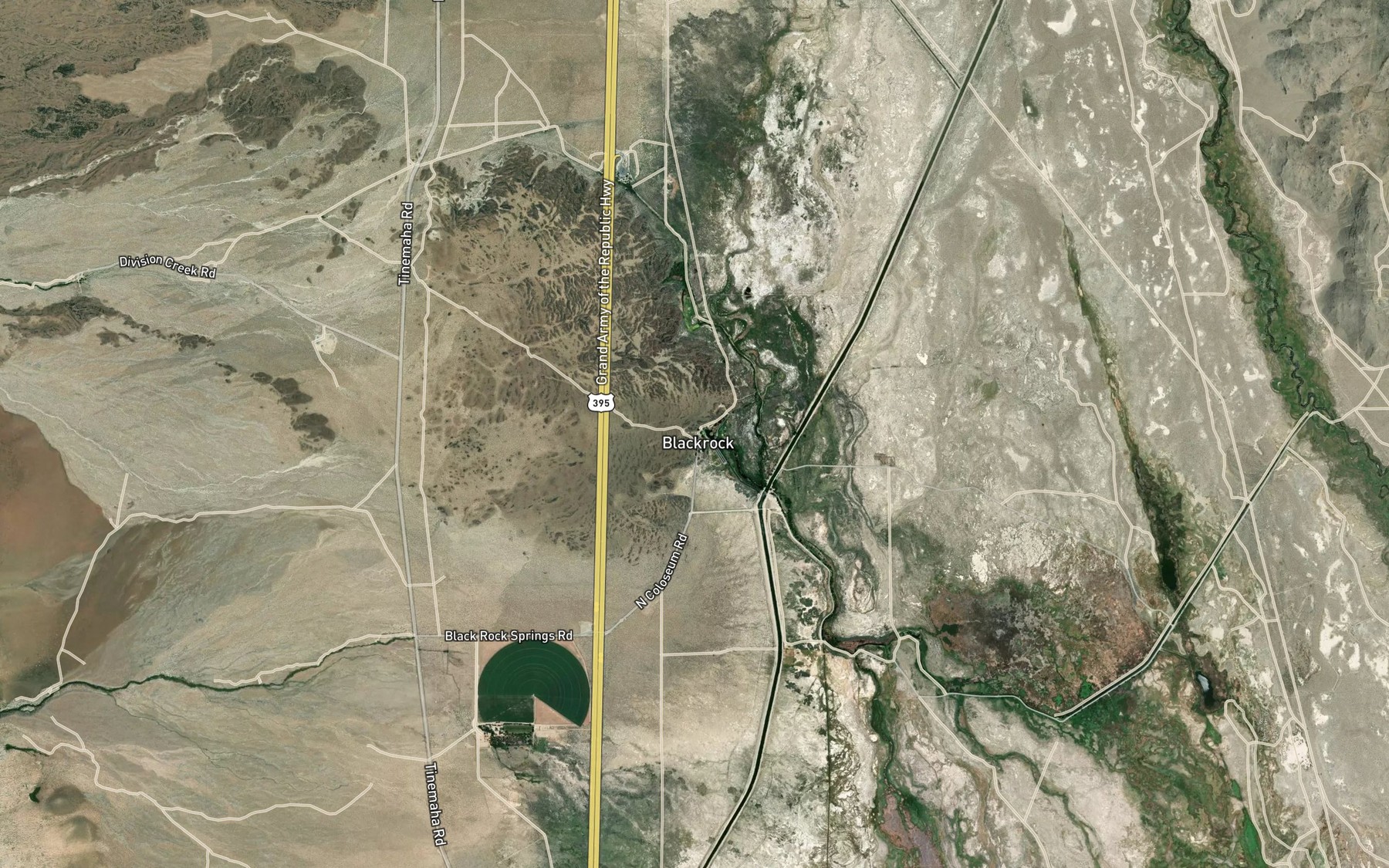 Satellite map of the Blackrock Springs