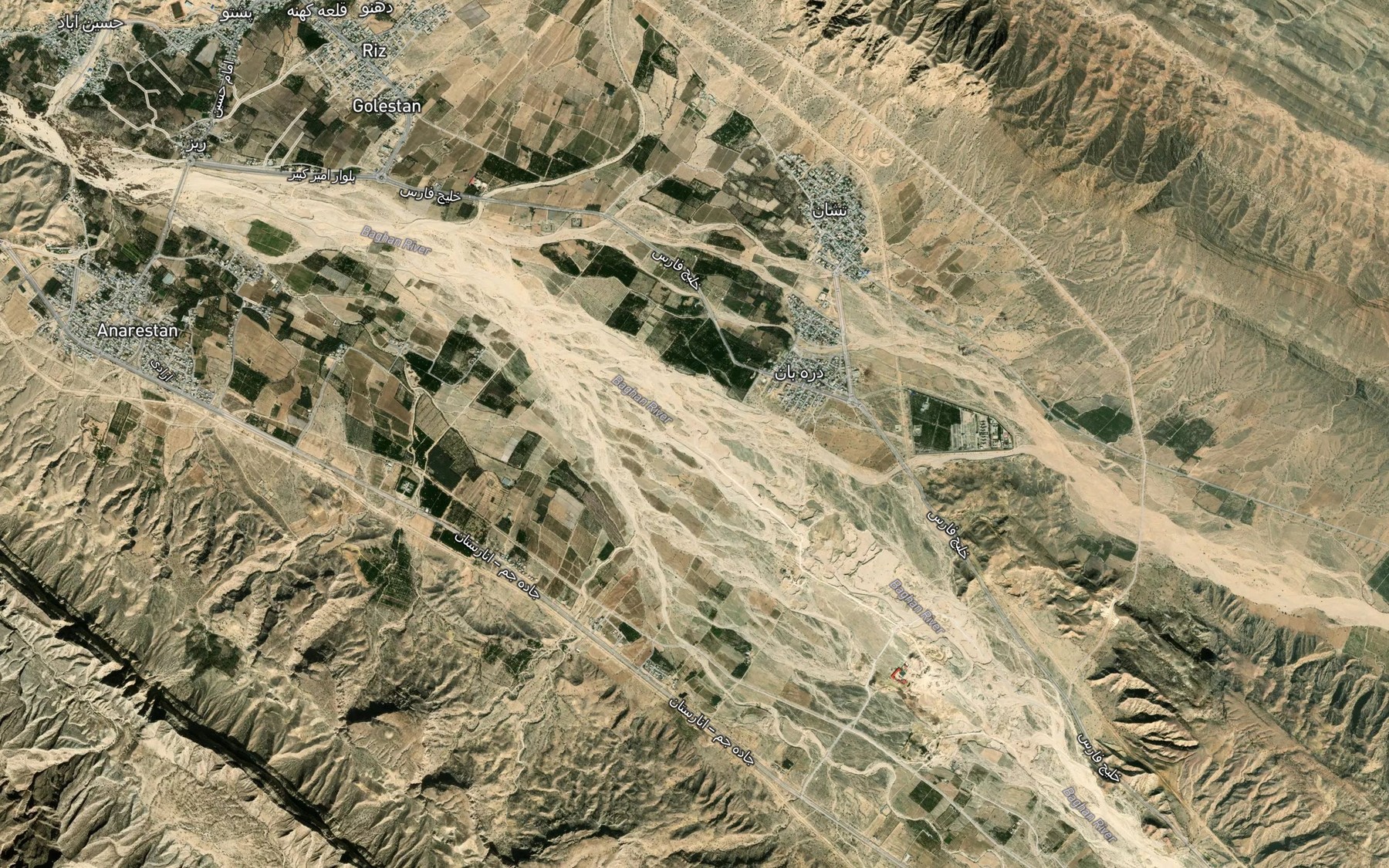 Satellite map of the Rudkhaneh-ye Jam