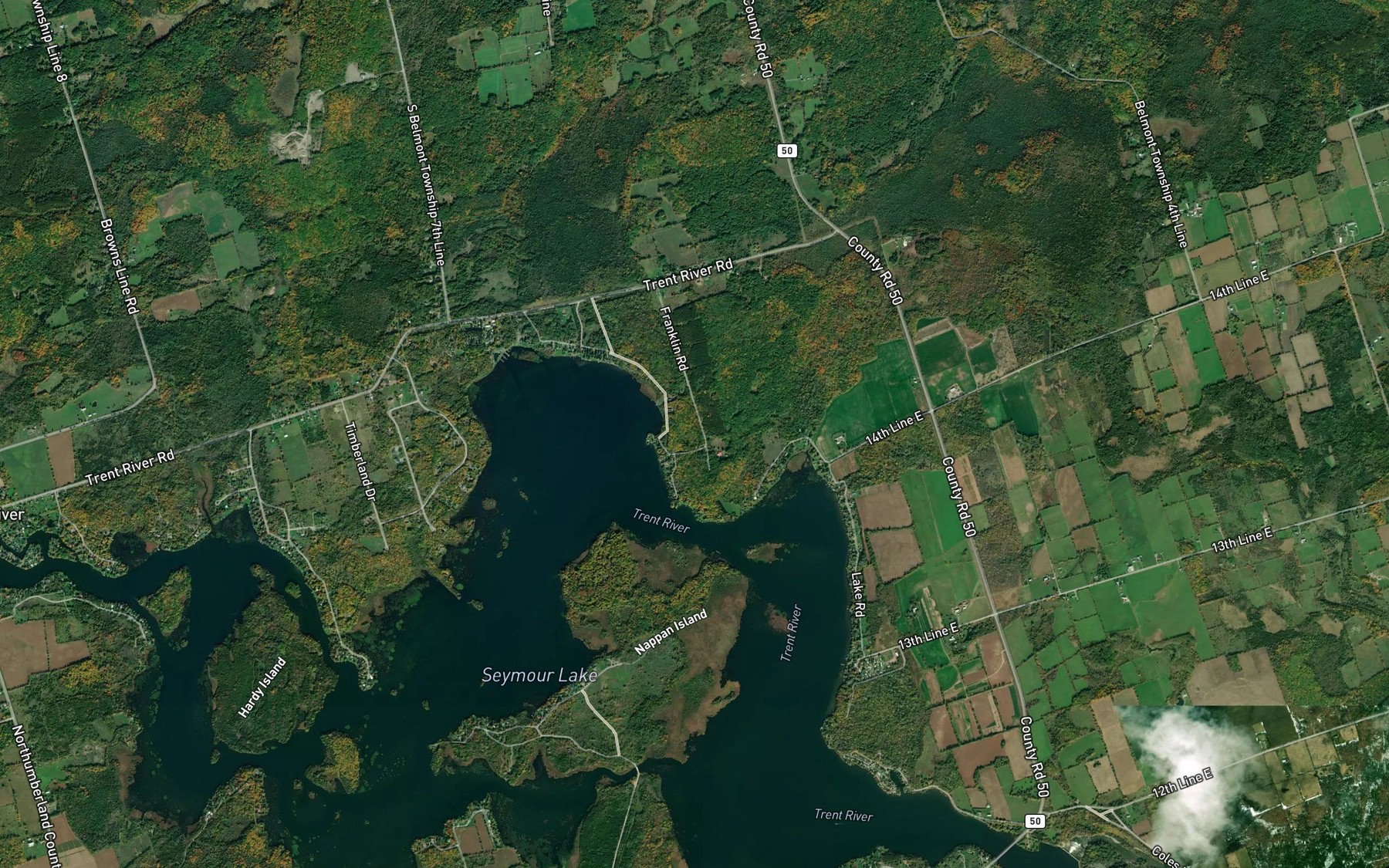 Satellite map of the Northumberland Narrows
