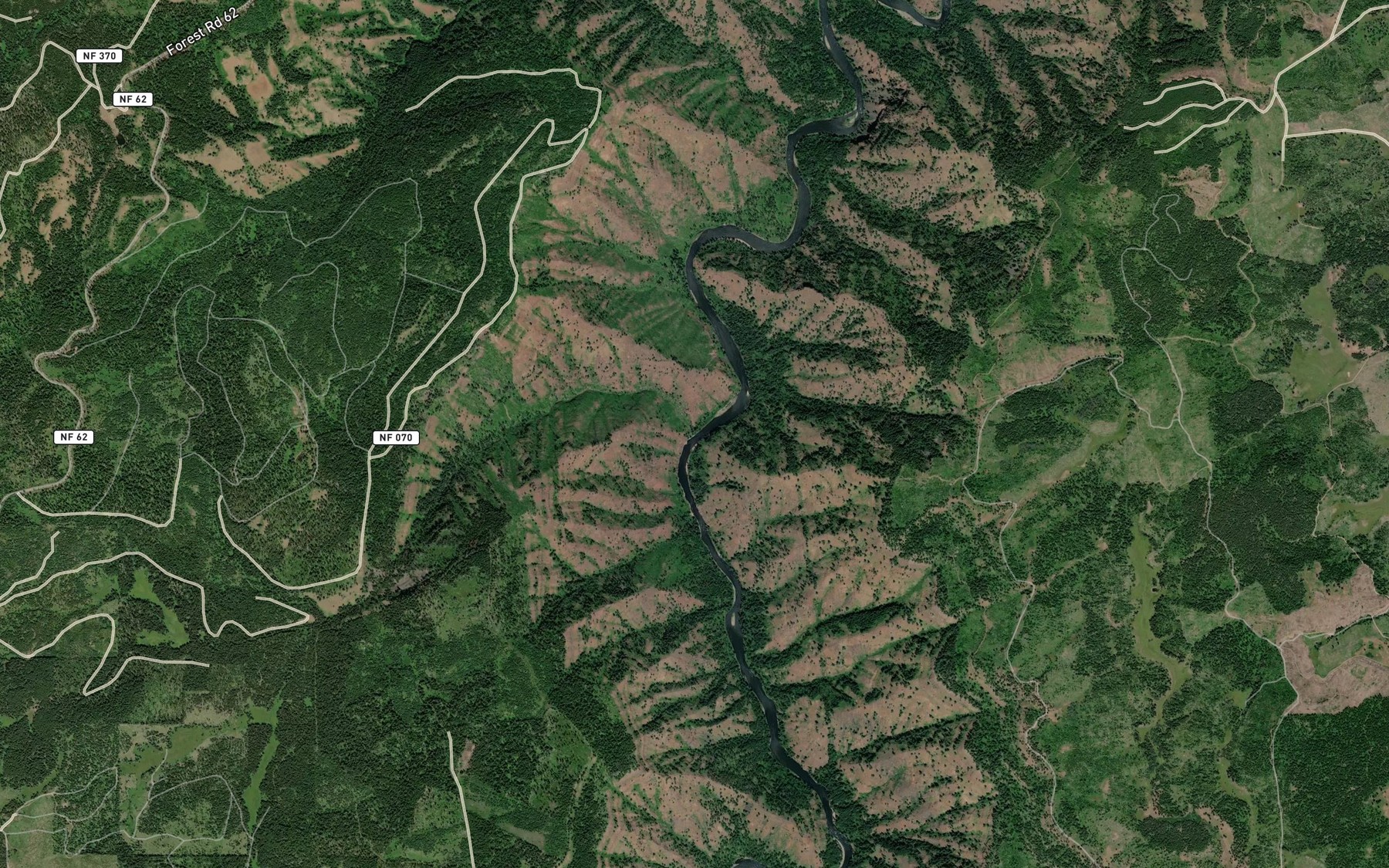Satellite map of the Meadow Creek