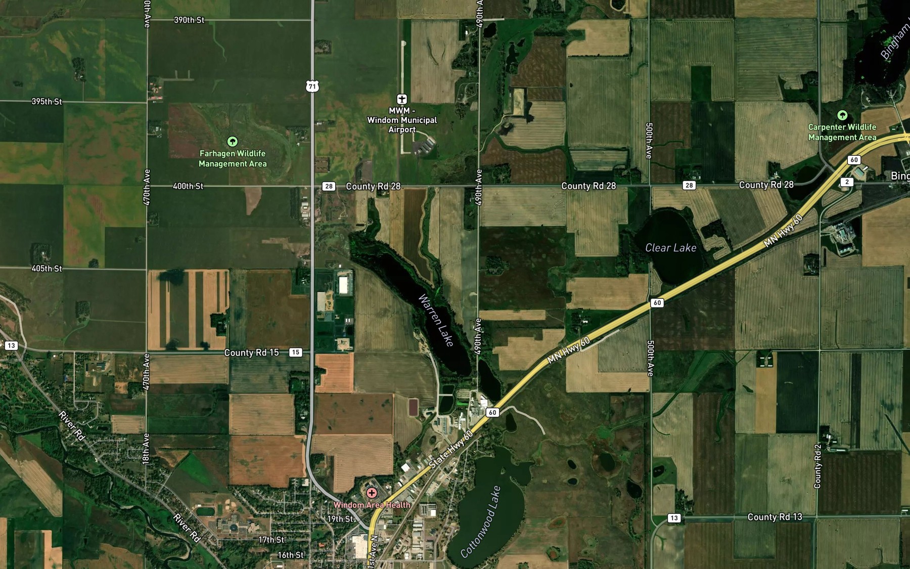 Satellite map of the Warren Lake