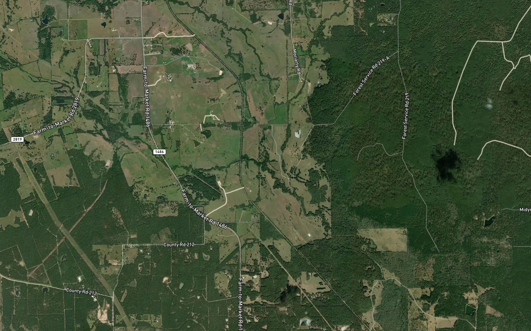 Satellite map of the Garretts Creek