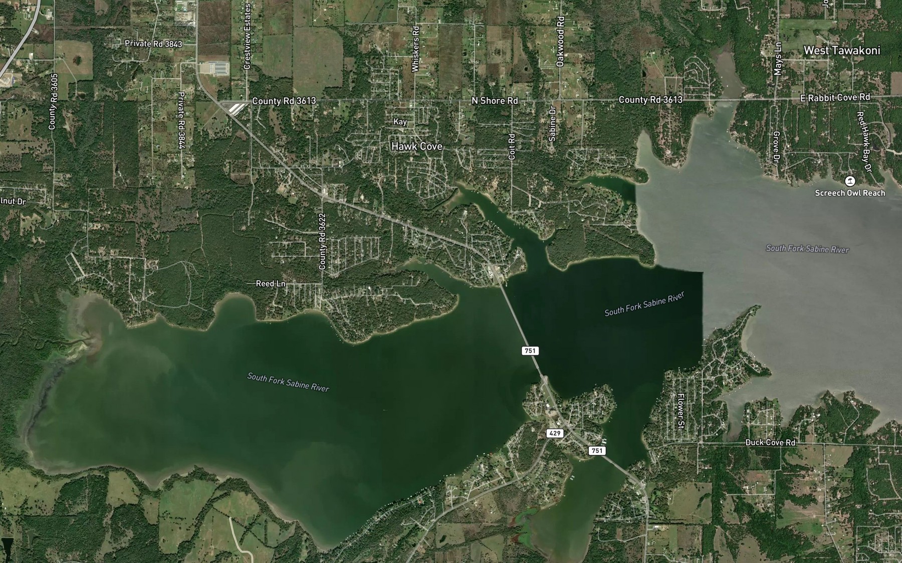Satellite map of the Mulberry Cove