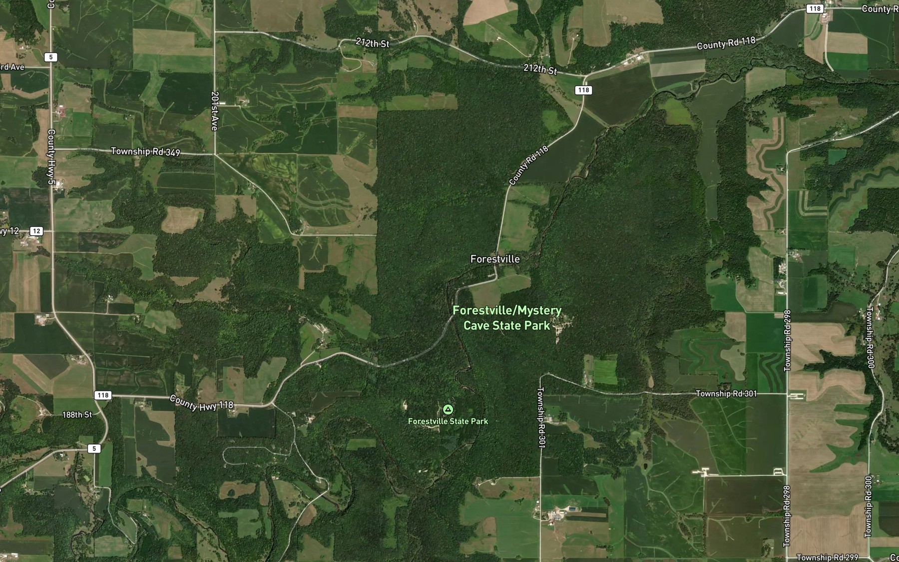 Satellite map of the Forestville Creek