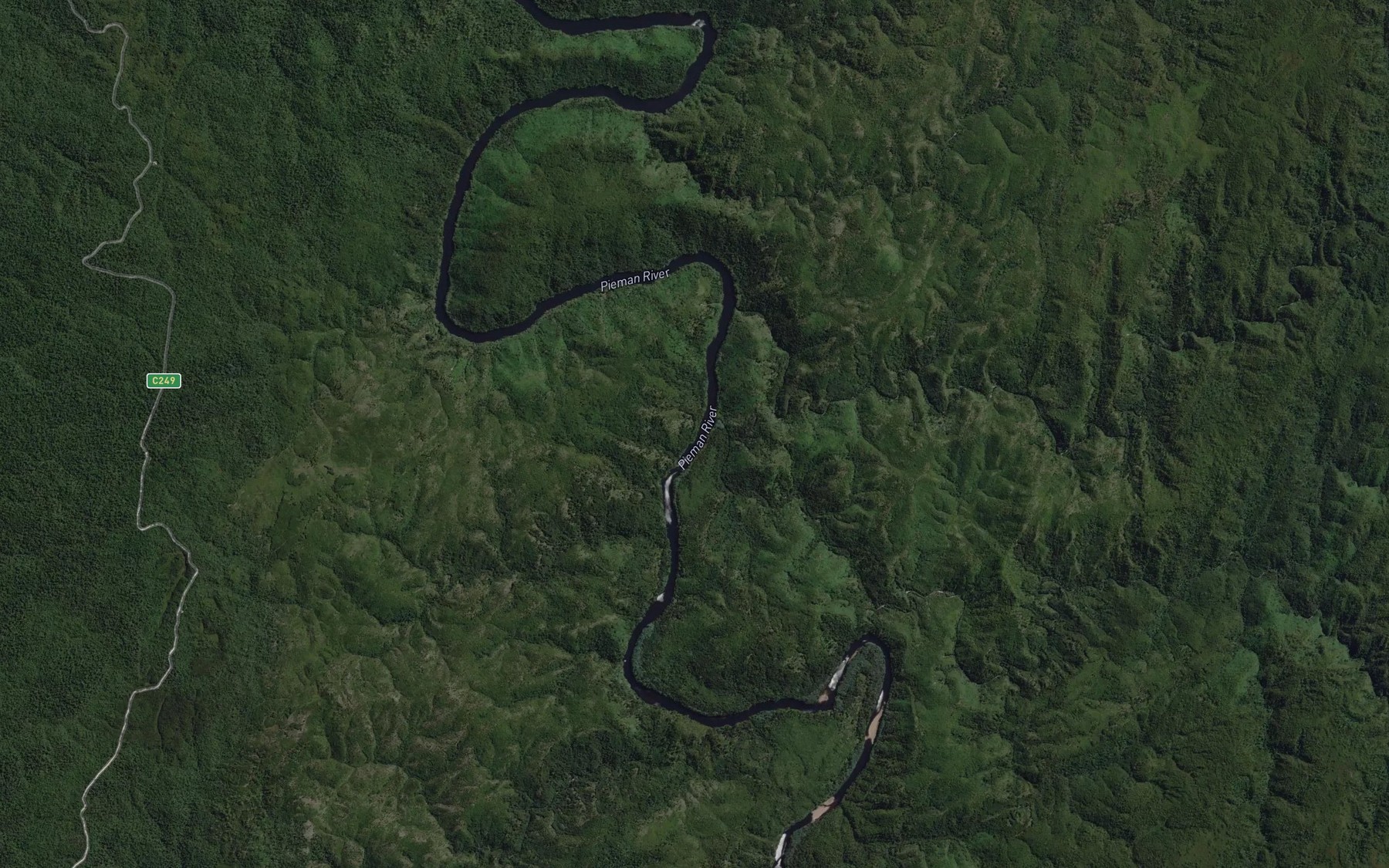Satellite map of the Paradise River