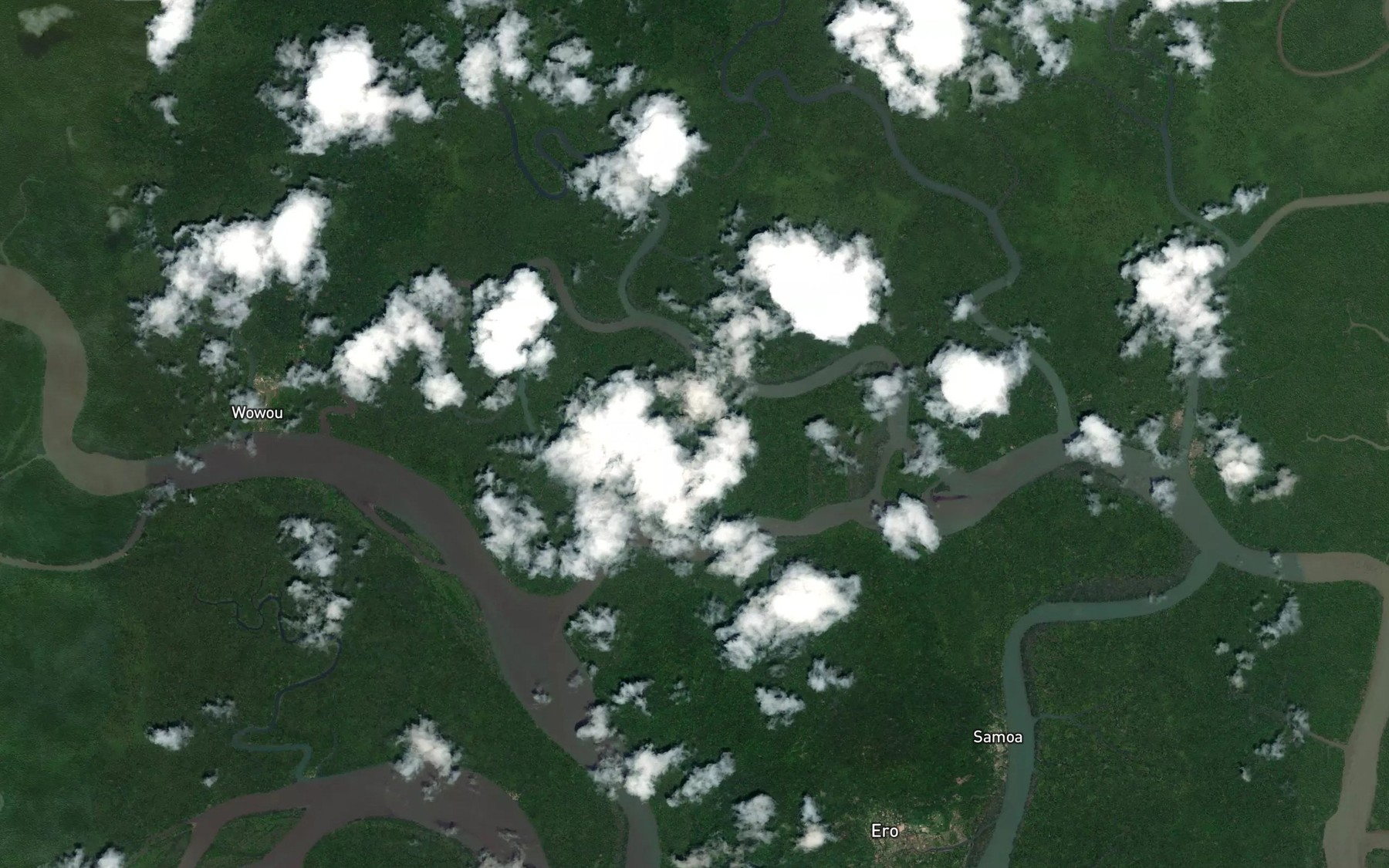 Satellite map of the Ware River