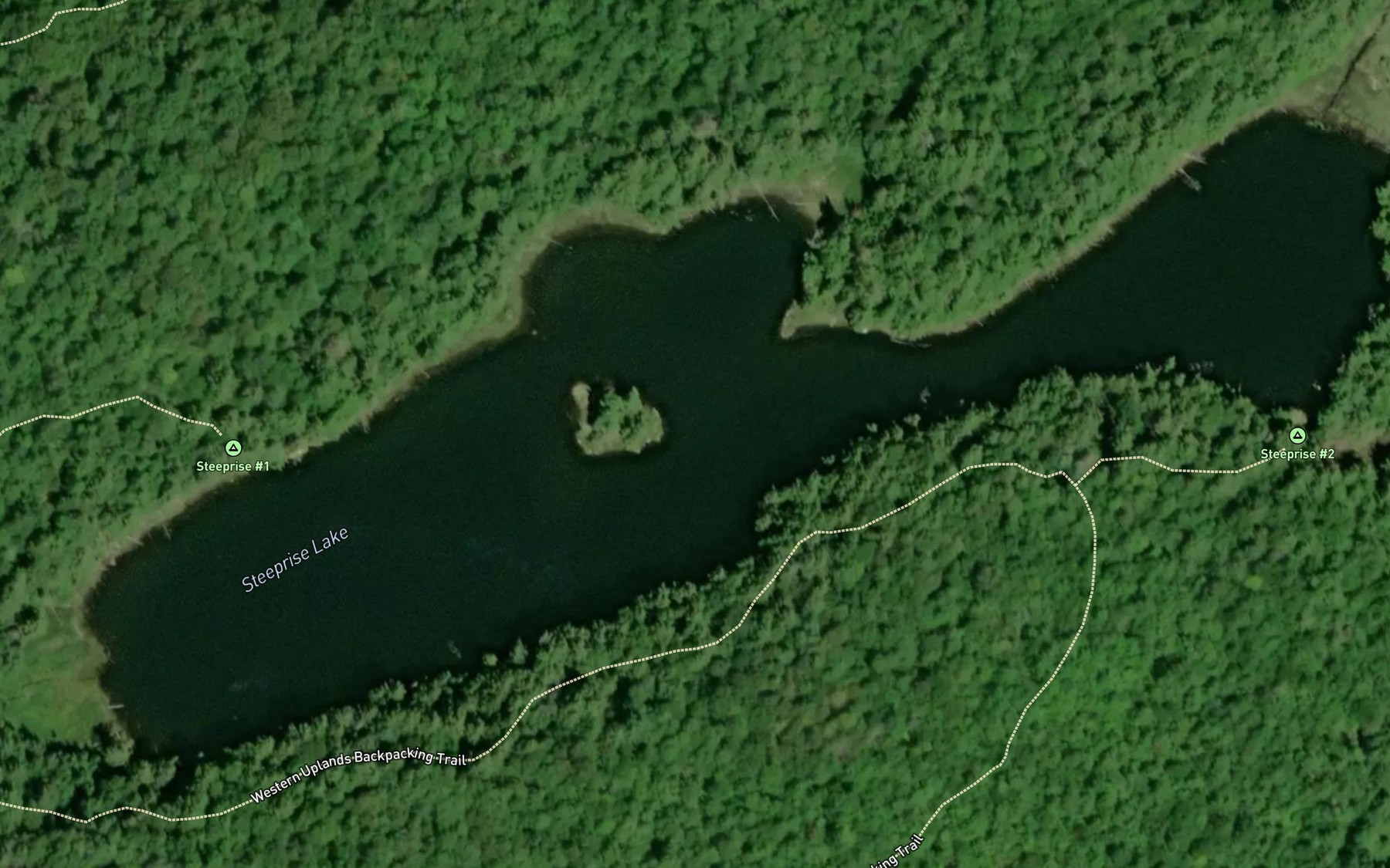 Satellite map of the Steeprise Lake