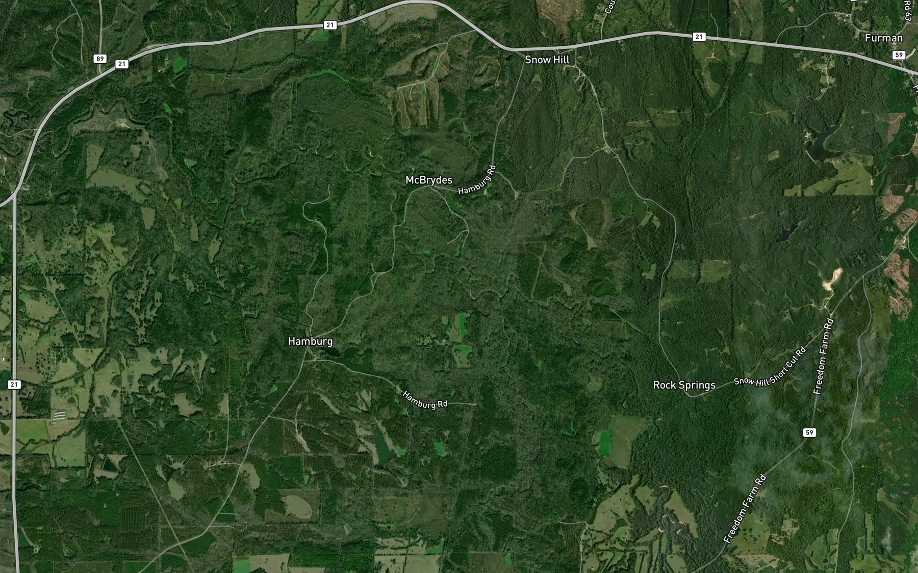 Satellite map of the Bear Creek