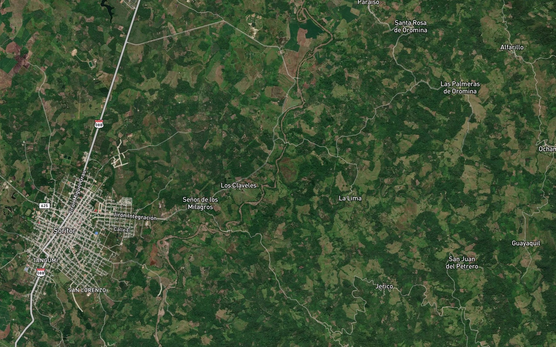 Satellite map of the Rio Potrero