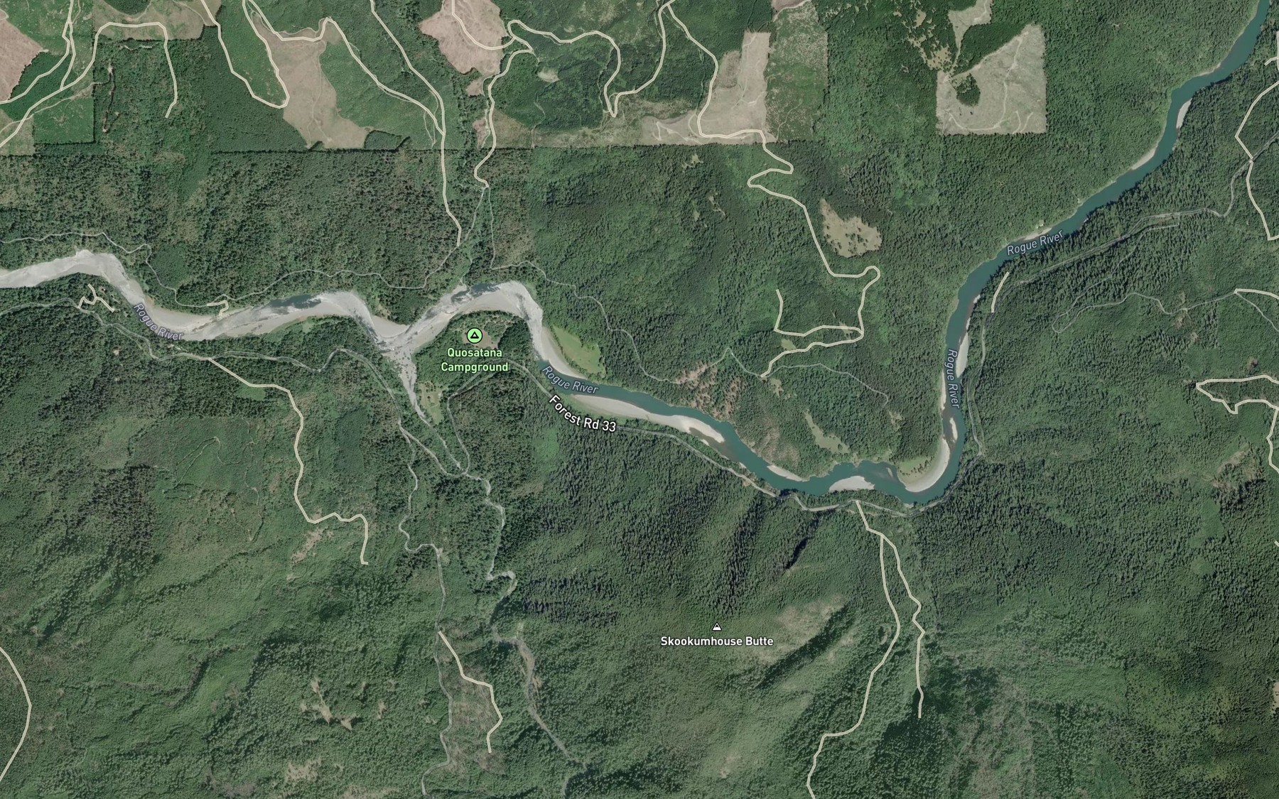 Satellite map of the Bacon Flat Riffle