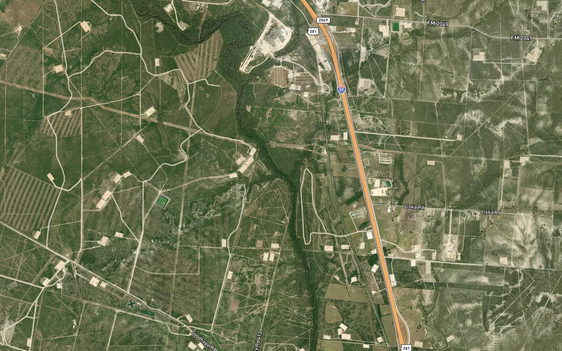 Satellite map of the Comanche Branch
