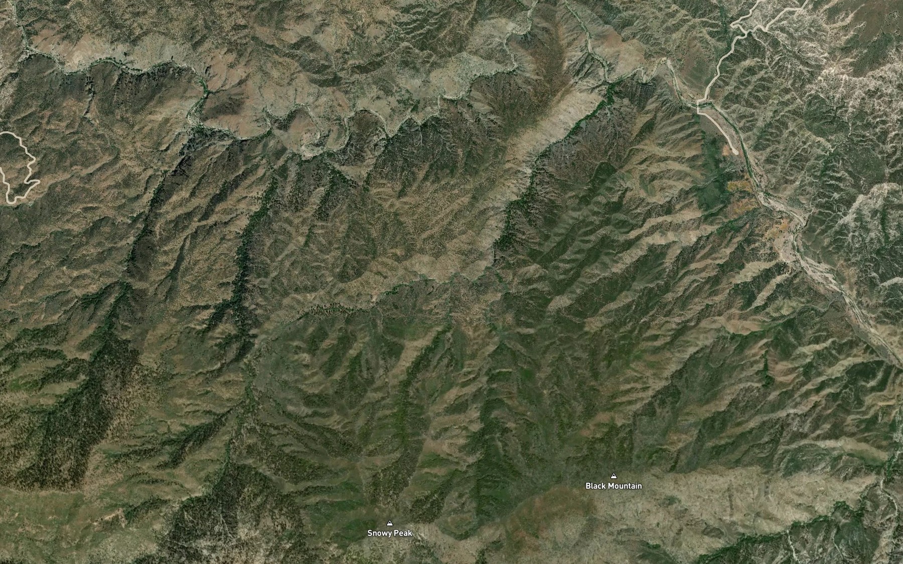 Satellite map of the Rose Creek